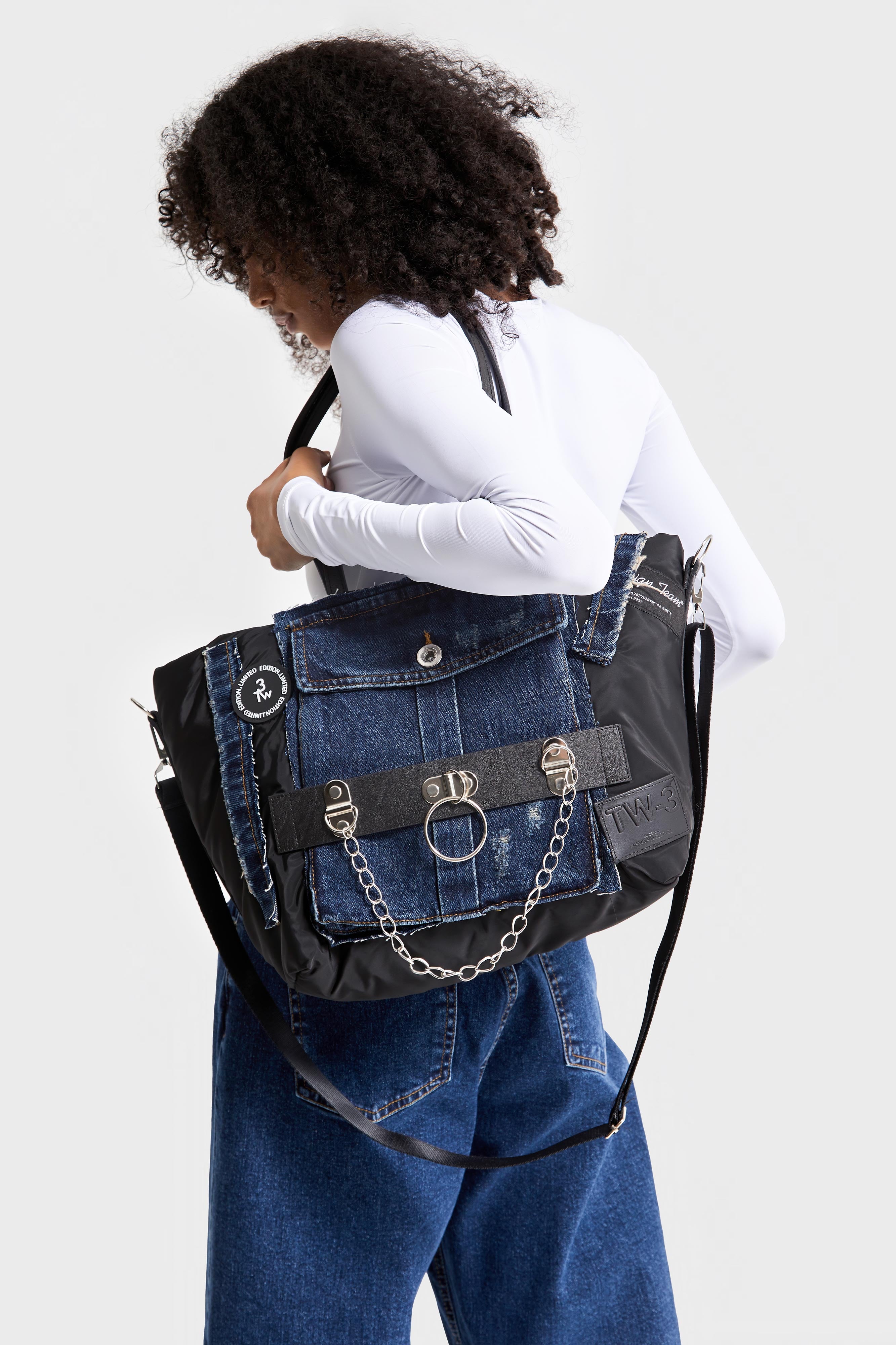 Capitone Denim Blend Shoulder Bag