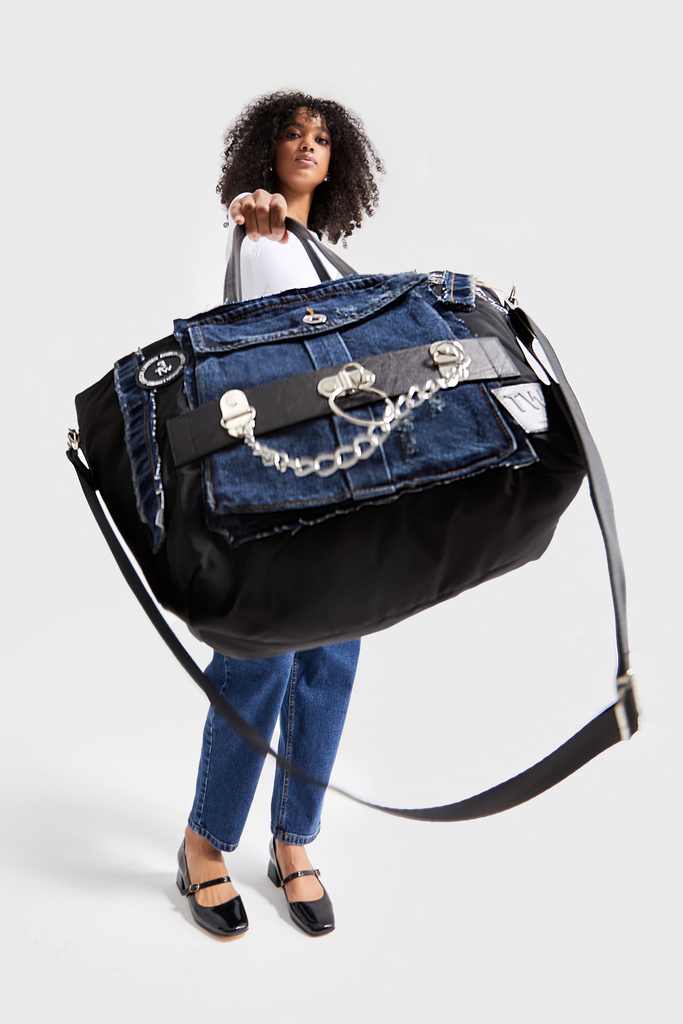 Capitone Denim Blend Shoulder Bag