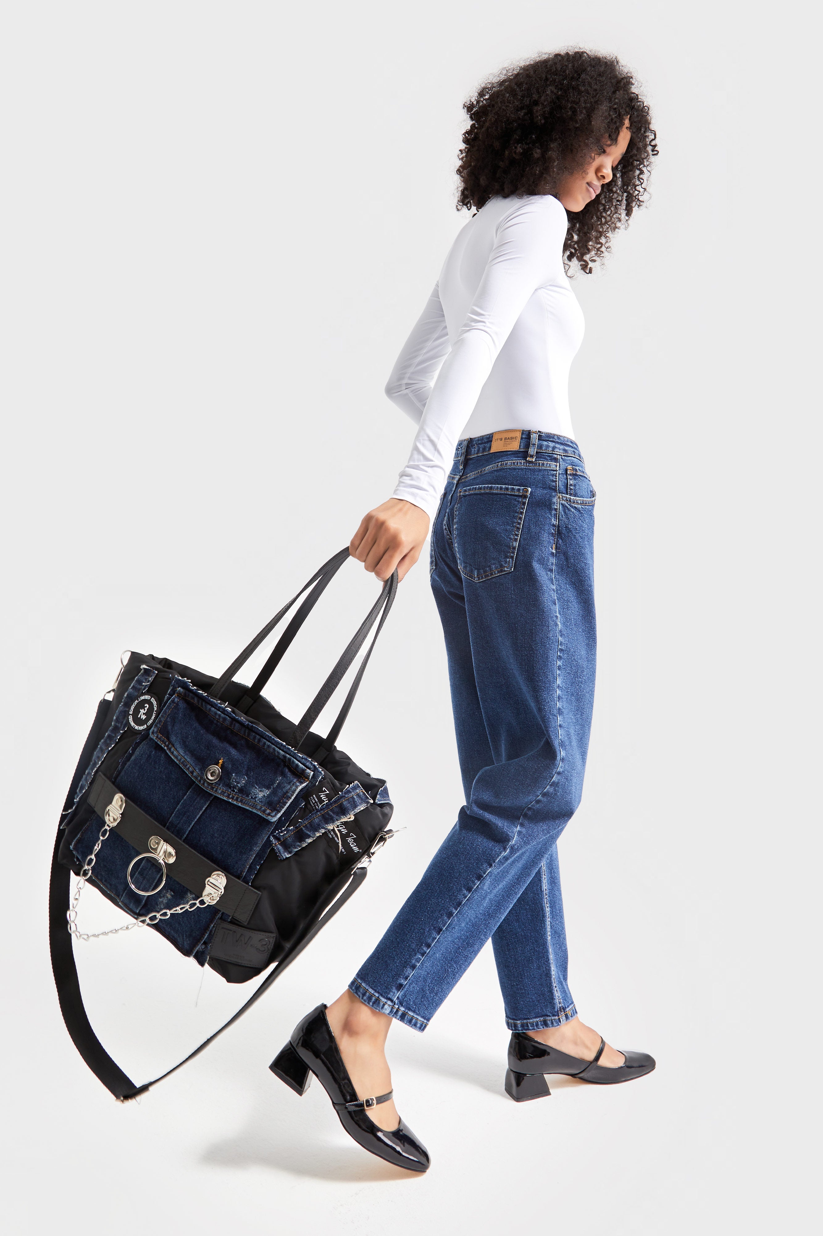 Capitone Denim Blend Shoulder Bag