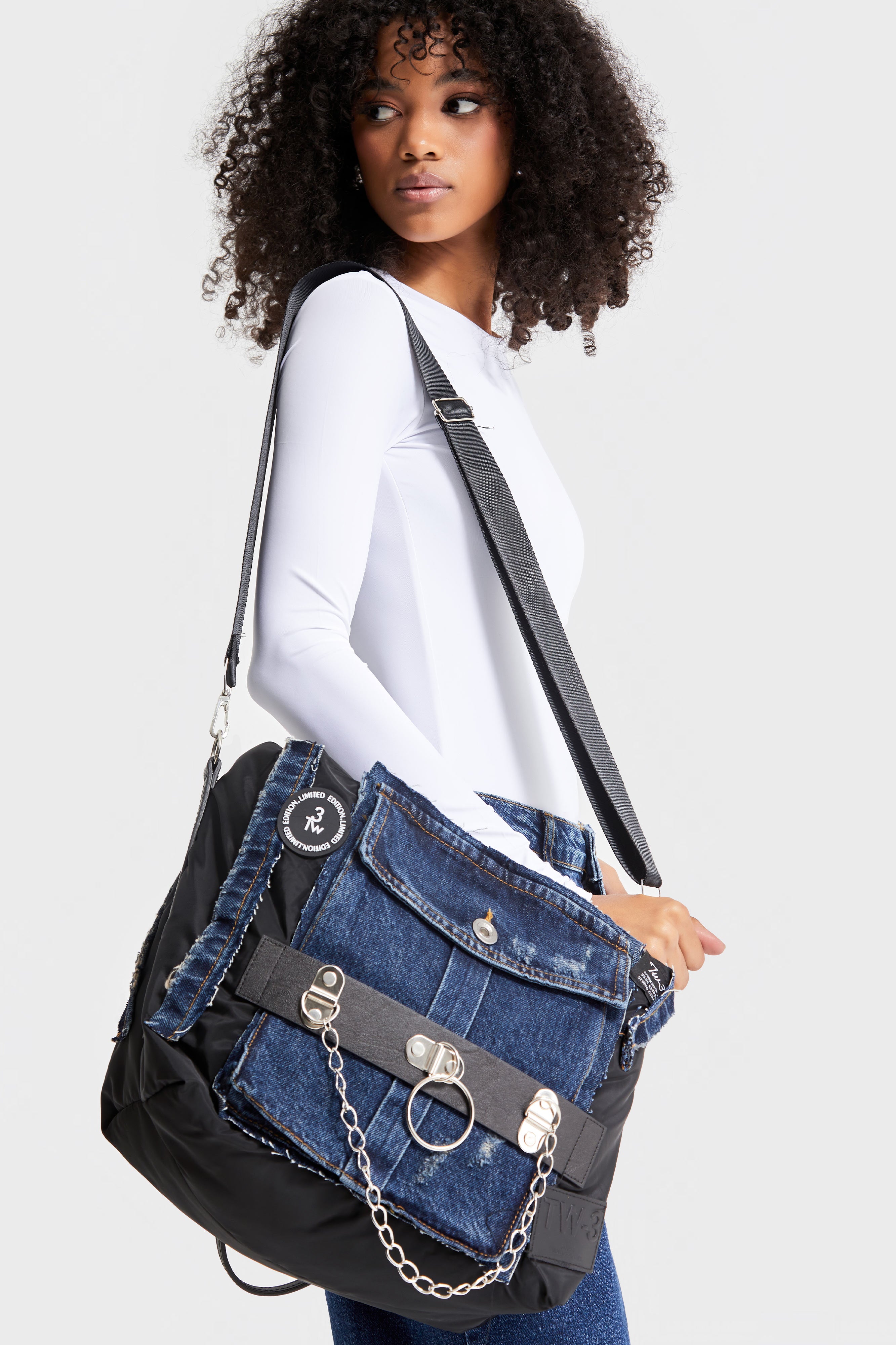 Capitone Denim Blend Shoulder Bag