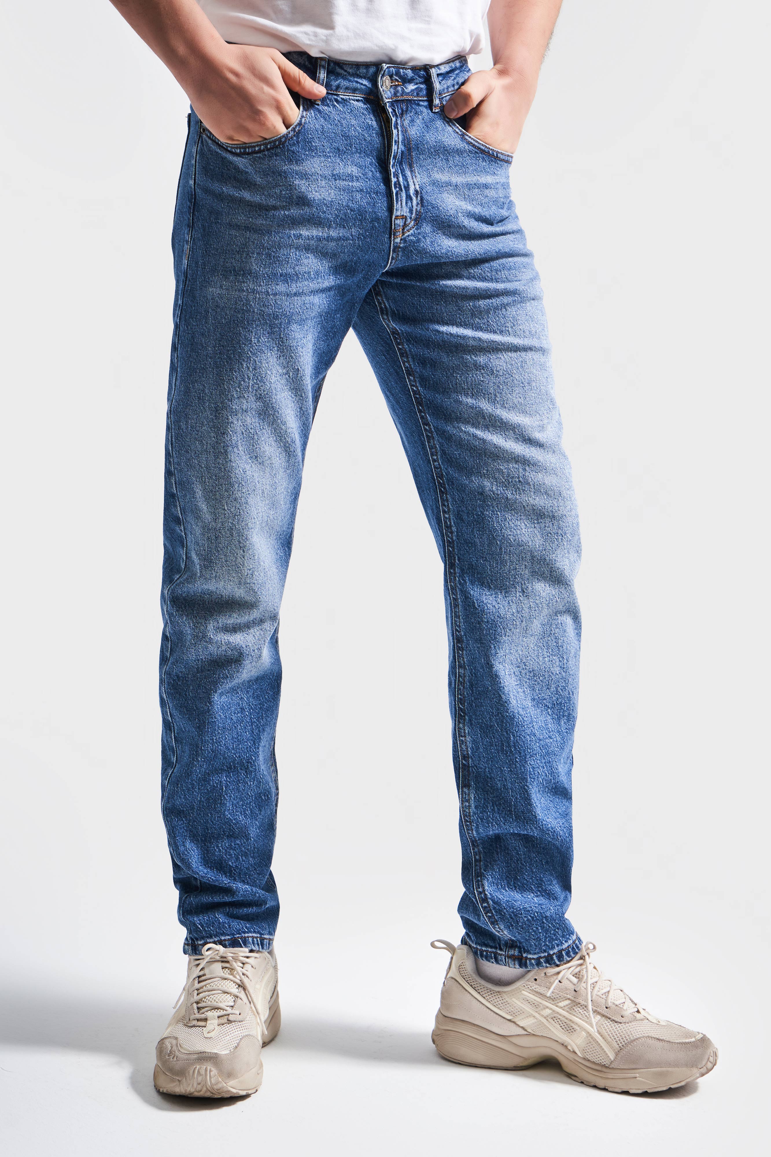 Erkek Kot Rengi Slim Fit Likralı Kumaş Denim