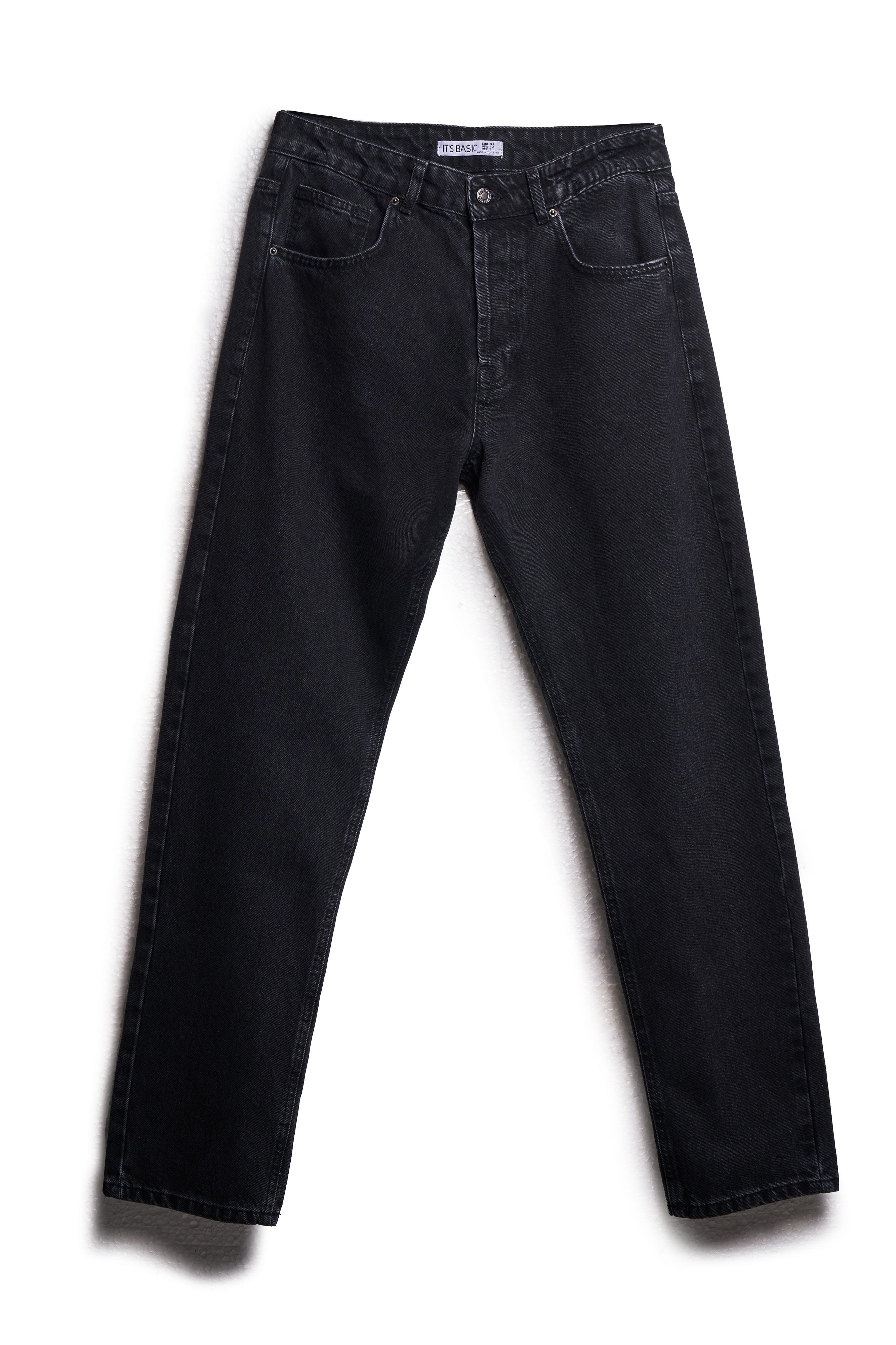 Men's Black Color Straight Fit 100% Cotton Denim