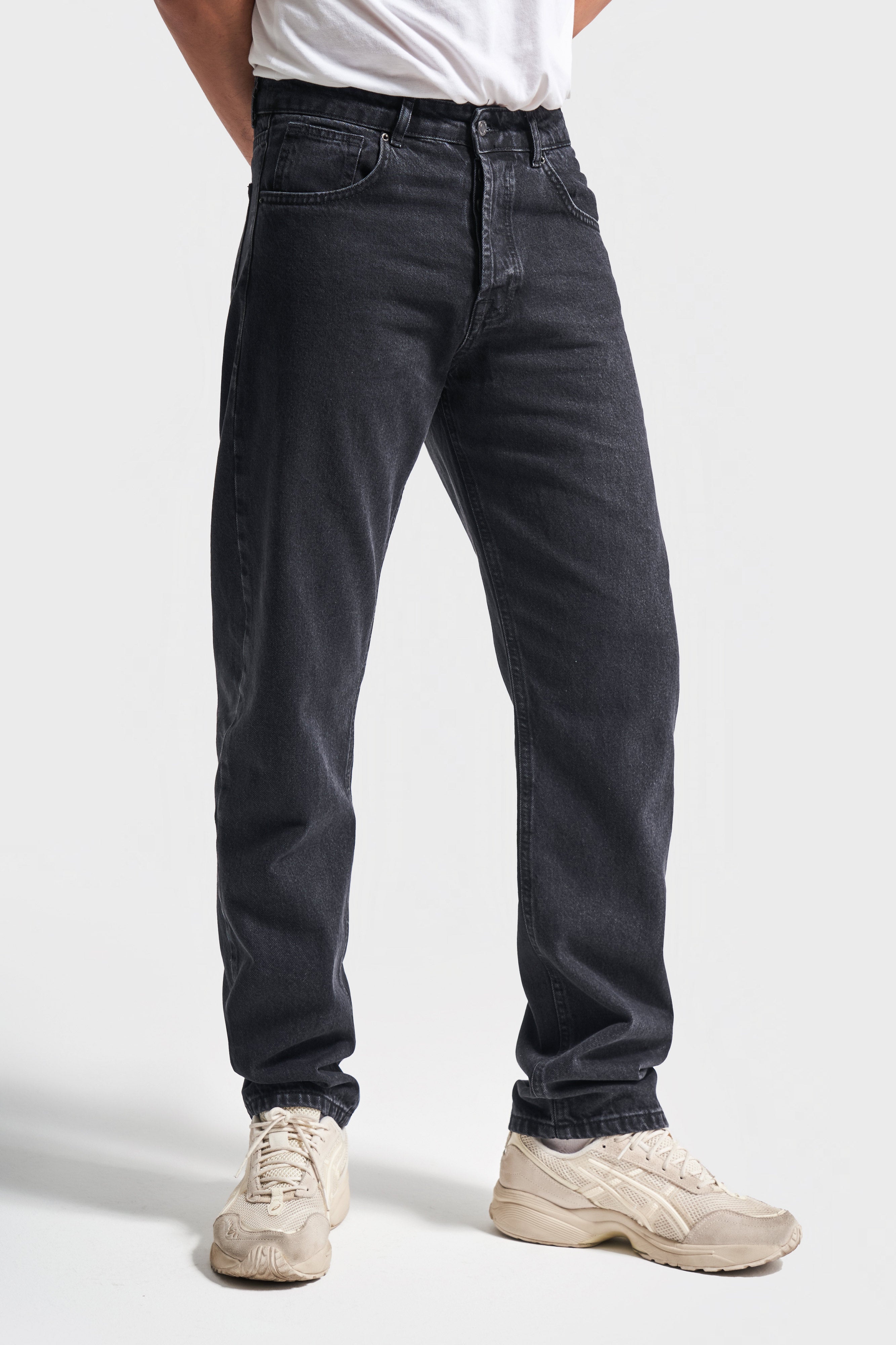 Men's Black Color Straight Fit 100% Cotton Denim