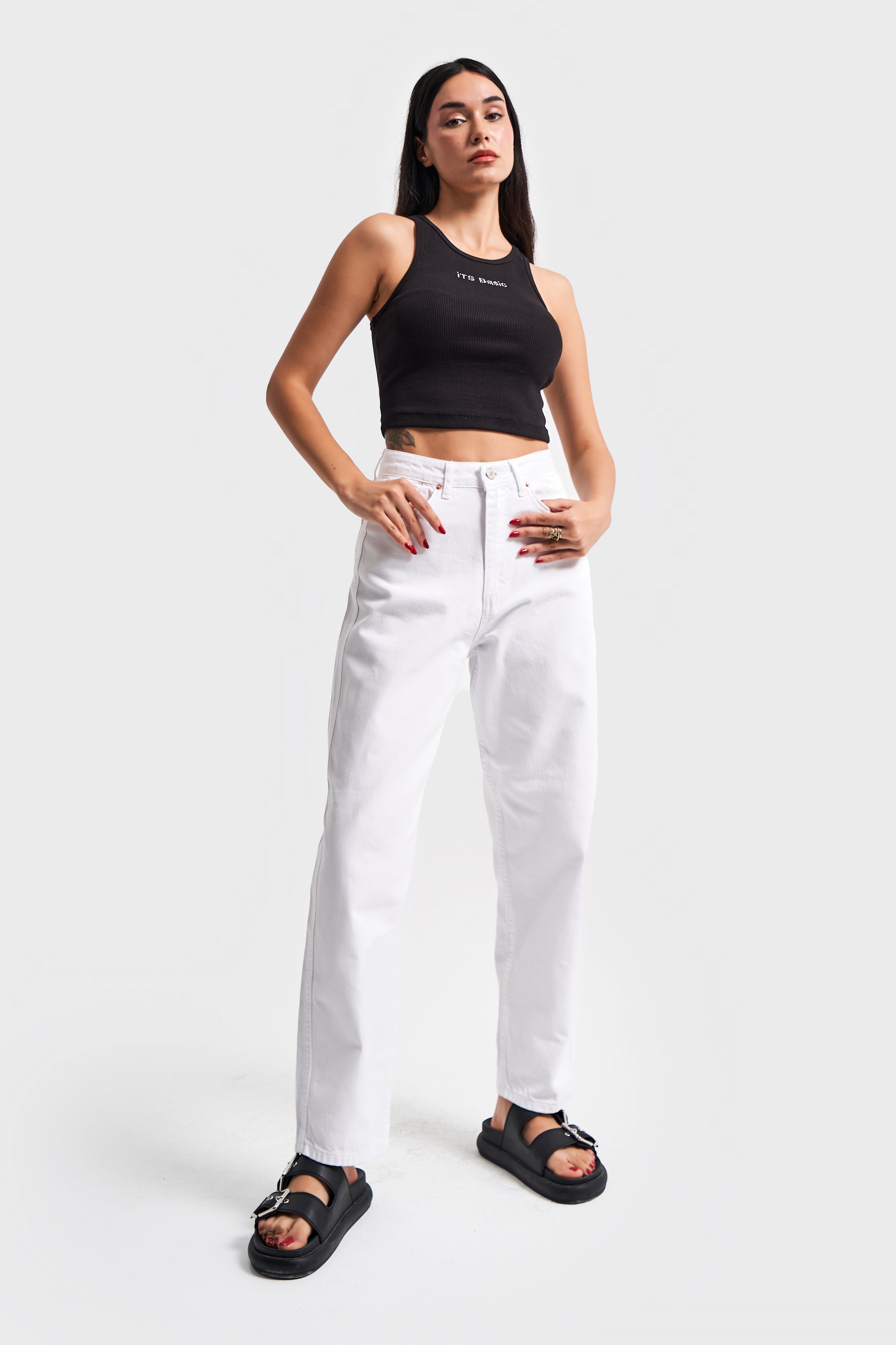 Women's White Color 100% Cotton Non-Revealing Relax Fit Denim