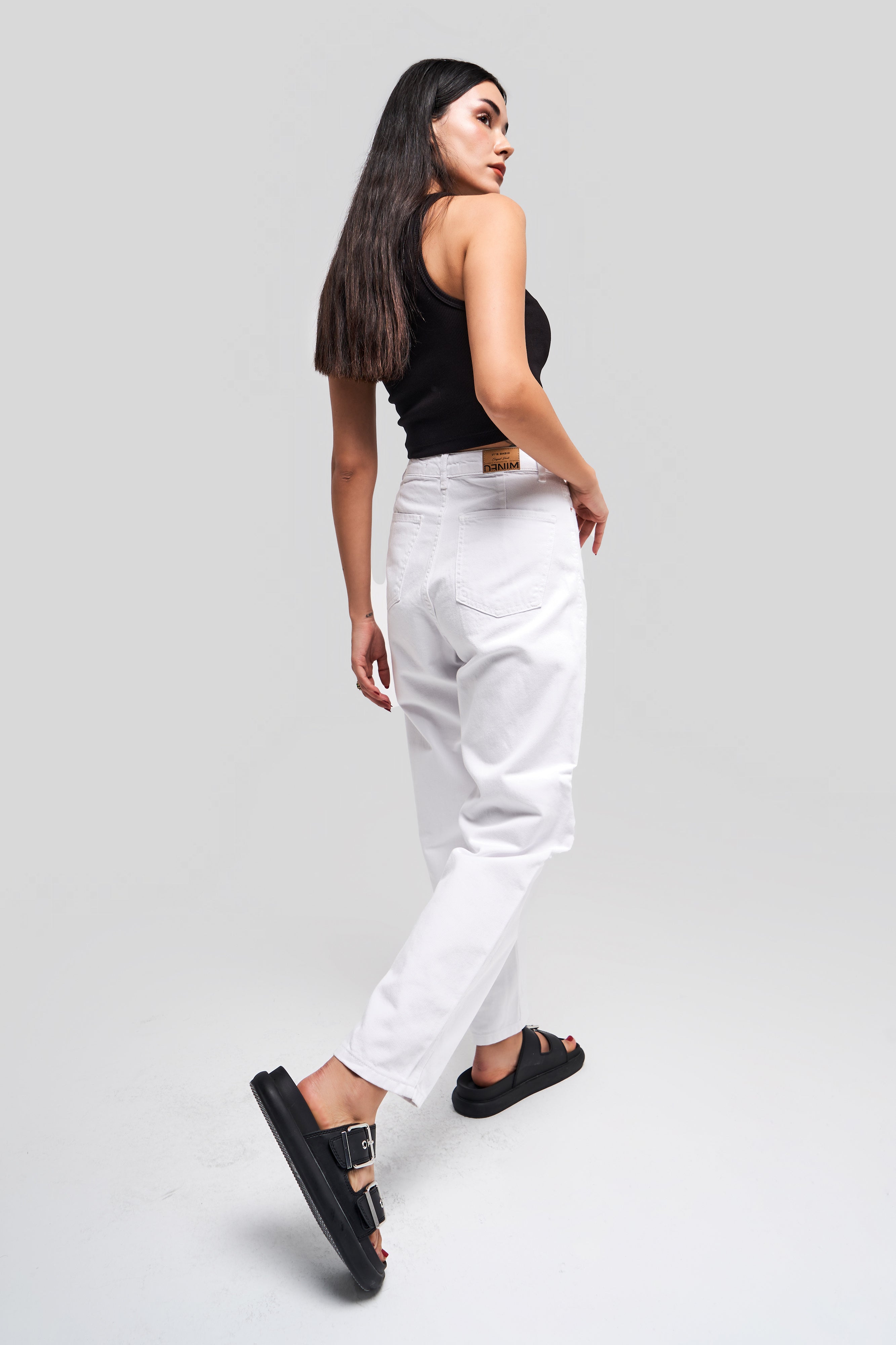 Women's White Color 100% Cotton Non-Revealing Relax Fit Denim