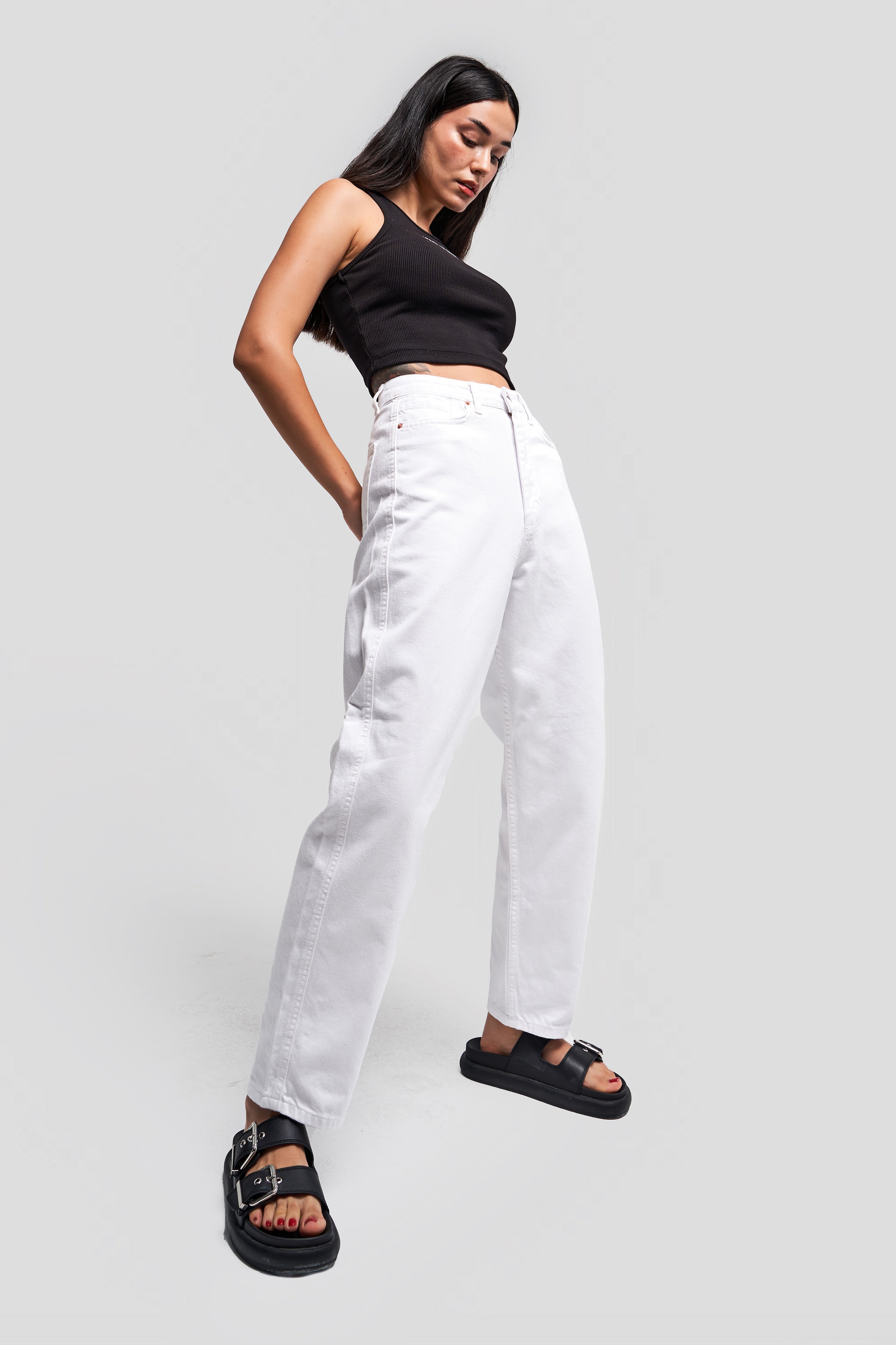 Women's White Color 100% Cotton Non-Revealing Relax Fit Denim