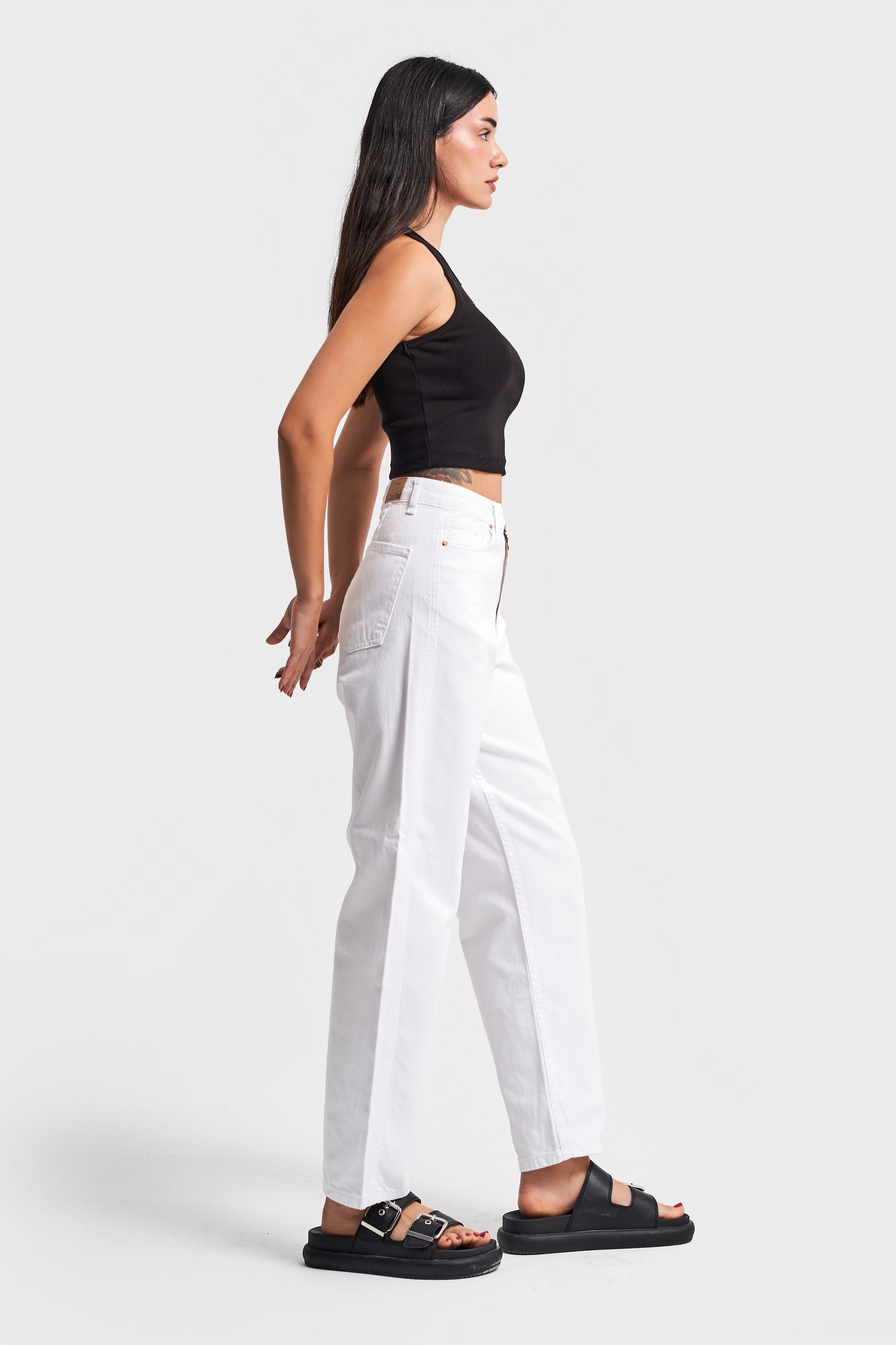 Women's White Color 100% Cotton Non-Revealing Relax Fit Denim