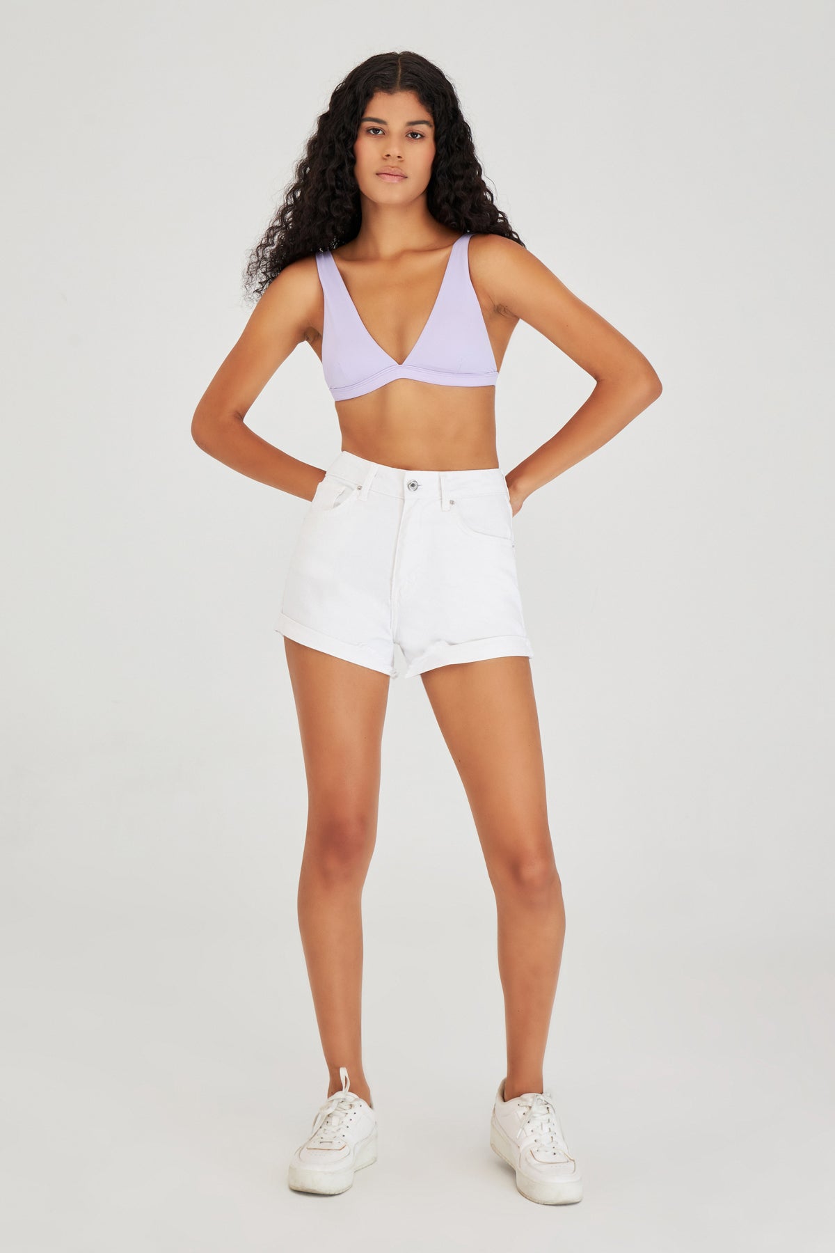 Women's White Color High Waist Jean Shorts