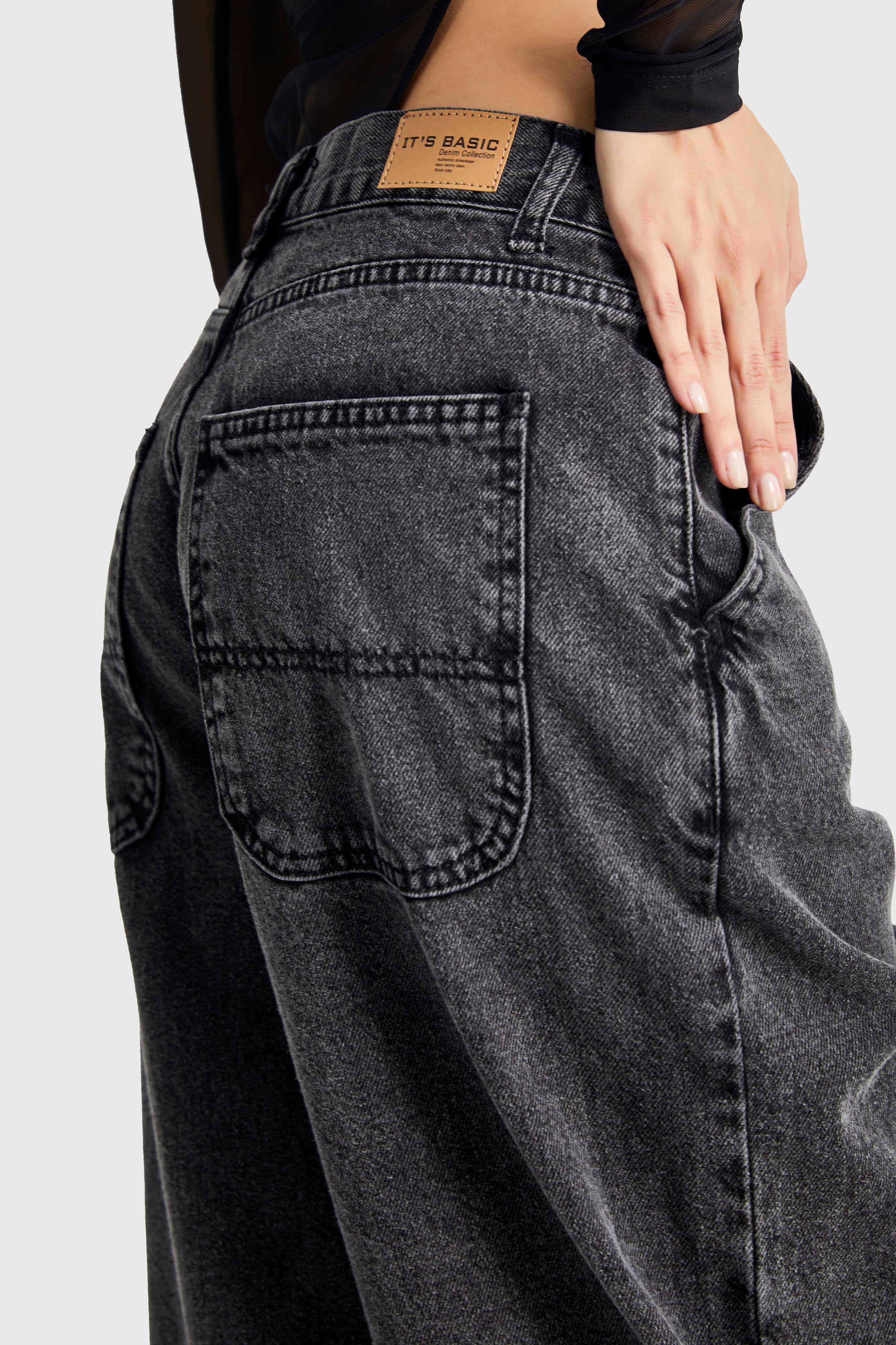 Women's Smoke Color Skater Fit Loose Cut Denim Trousers