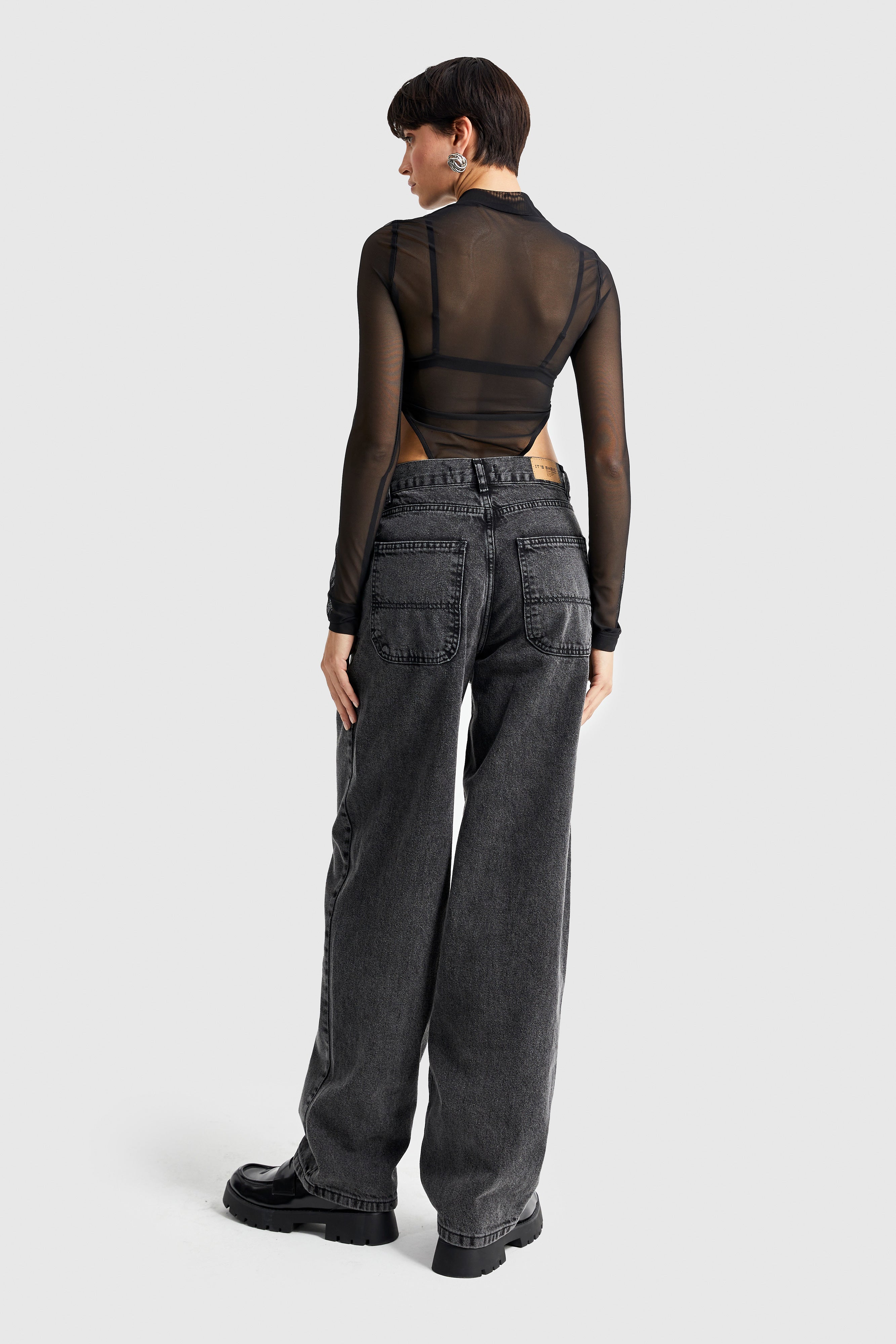 Women's Smoke Color Skater Fit Loose Cut Denim Trousers