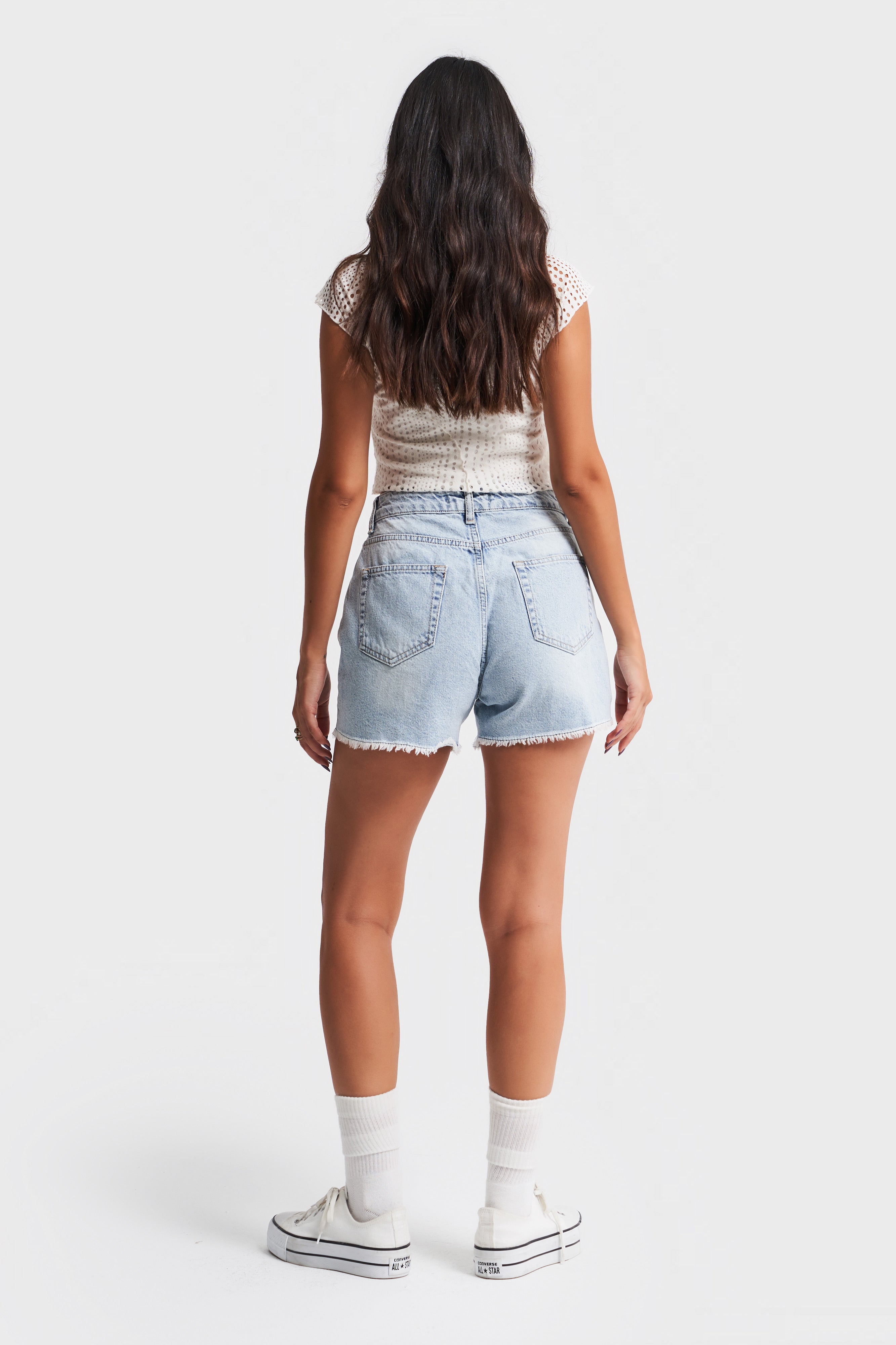 Women's Denim Color Embroidered Mini Denim Shorts