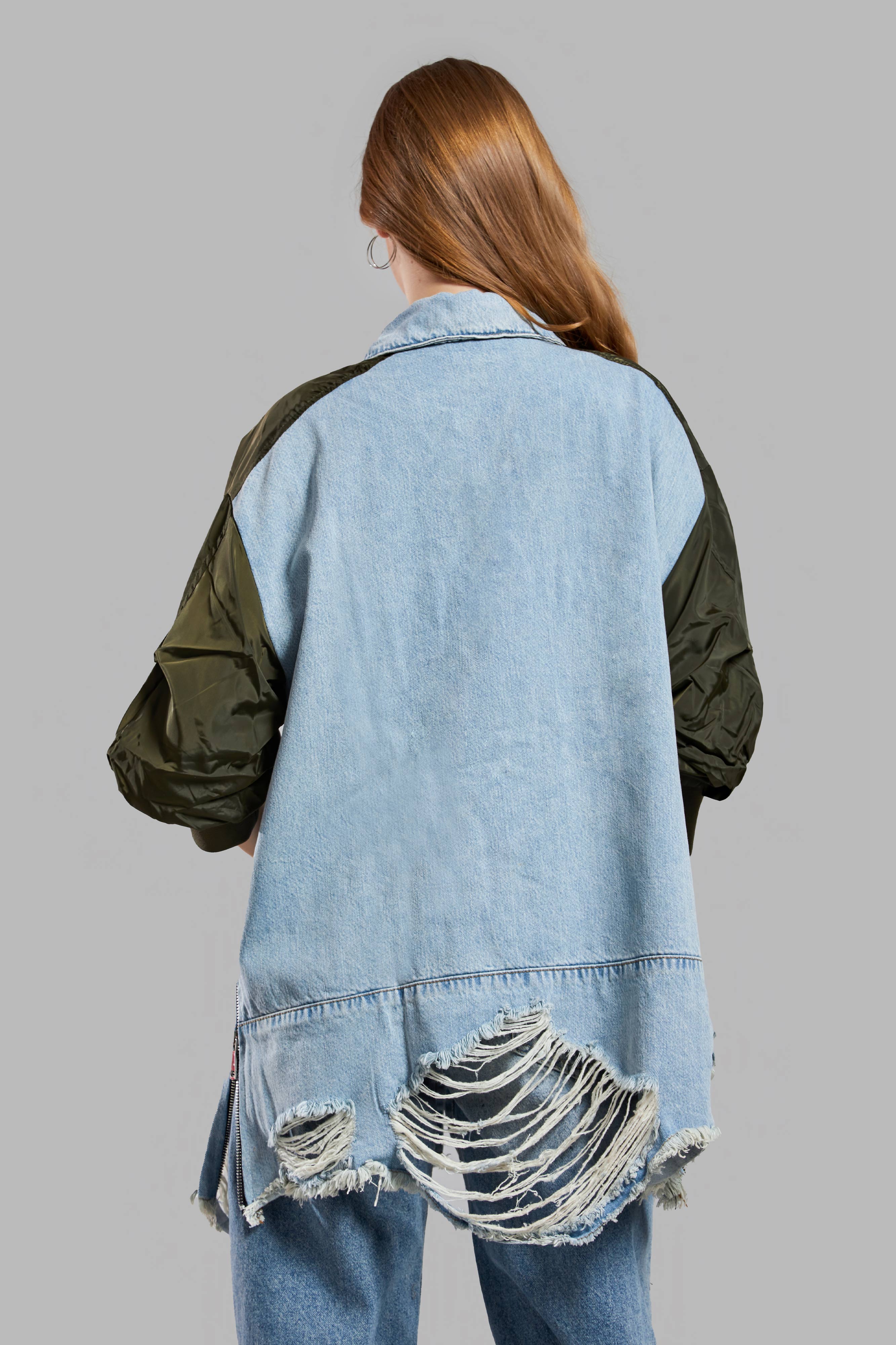 Kadın Kot Rengi Oversize Tasarım Denim Ceket