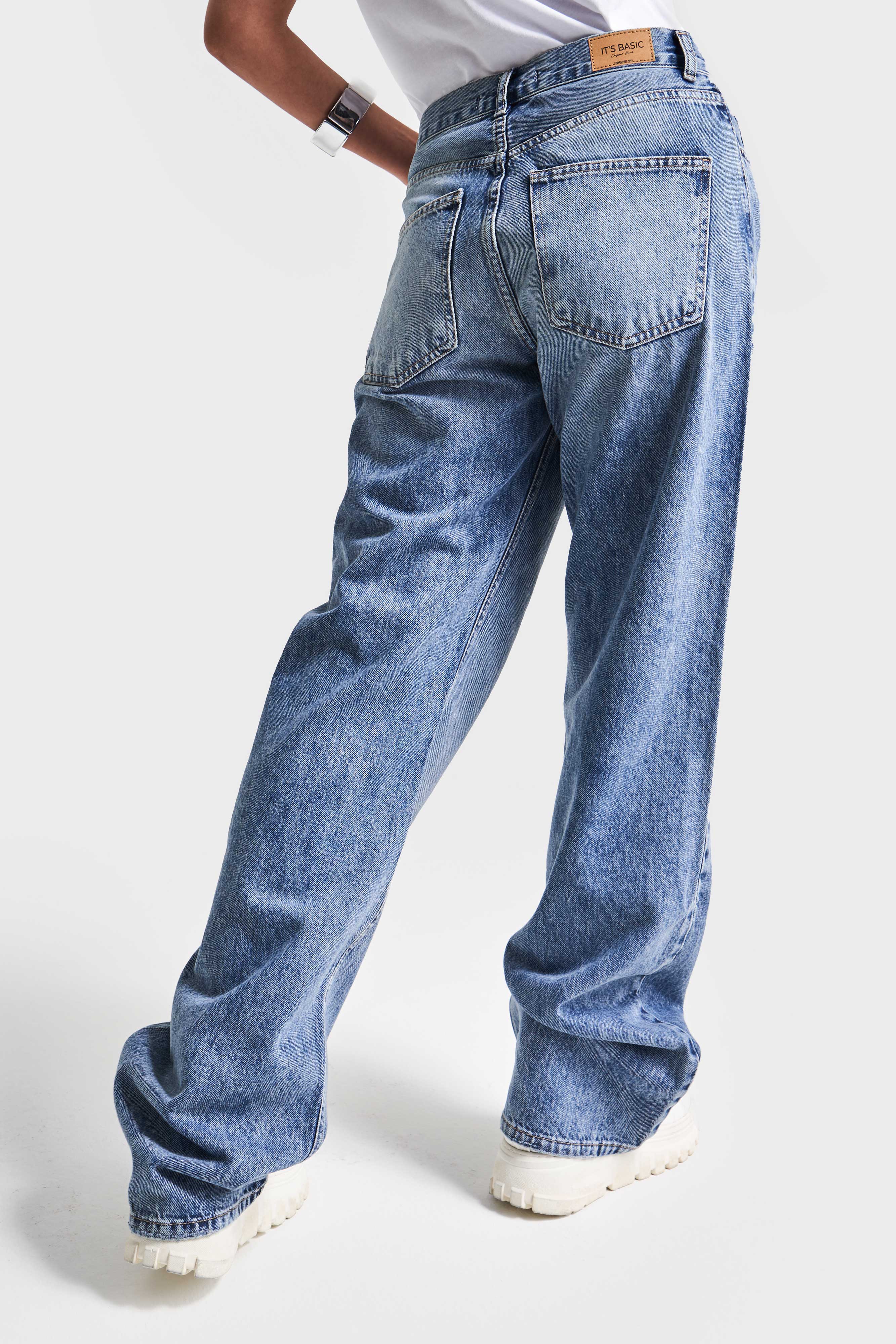 Kadın Kot Rengi V-4S5-32 Loose Fit İç Boy 80cm Viskon Kumaş Denim Jean