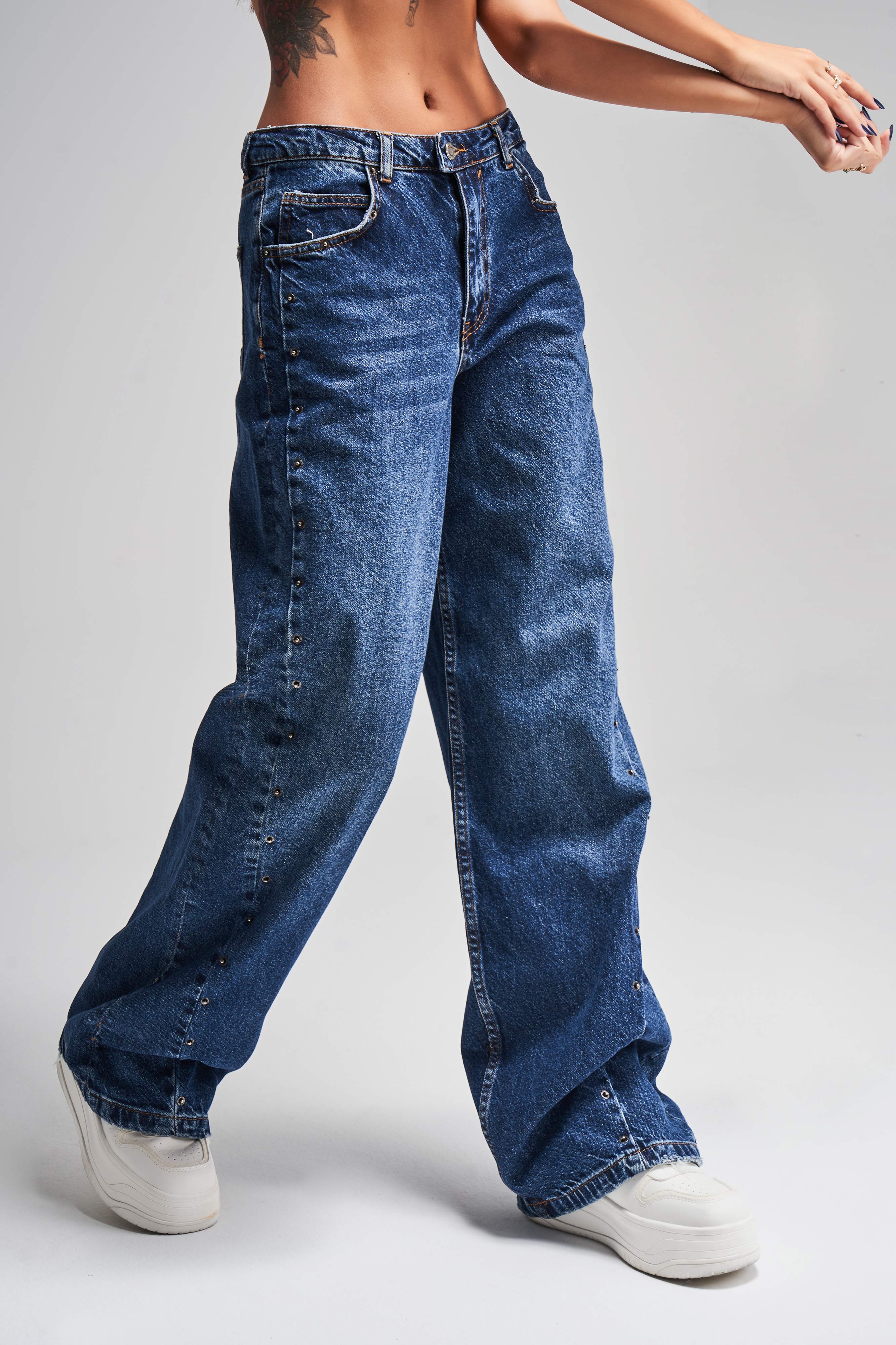 Kadın Koyu Mavi Renk 2w45 Straight Fit Tasarım Denim