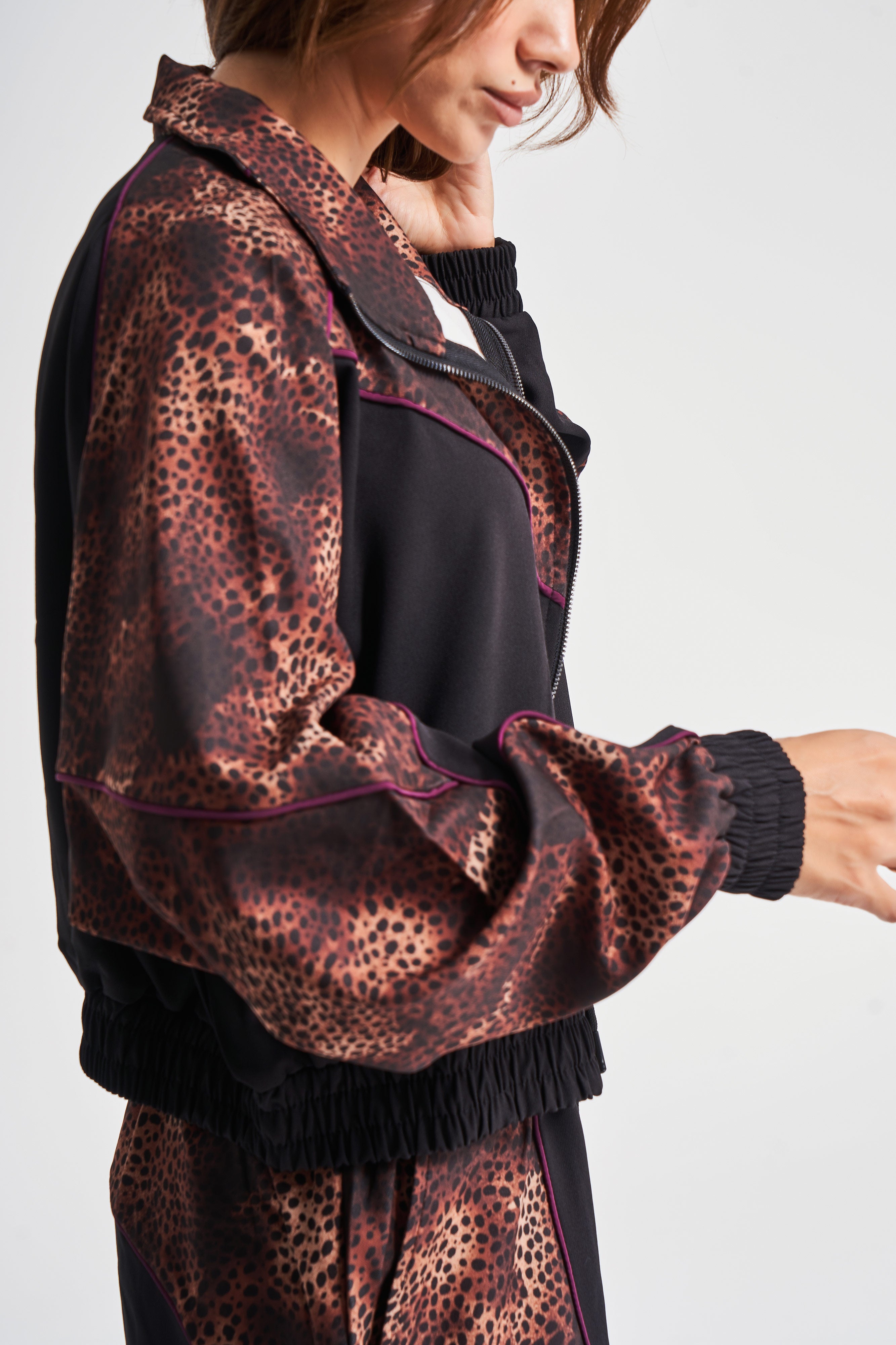 Women's Leopard Color Printed Oversize Design Jacket