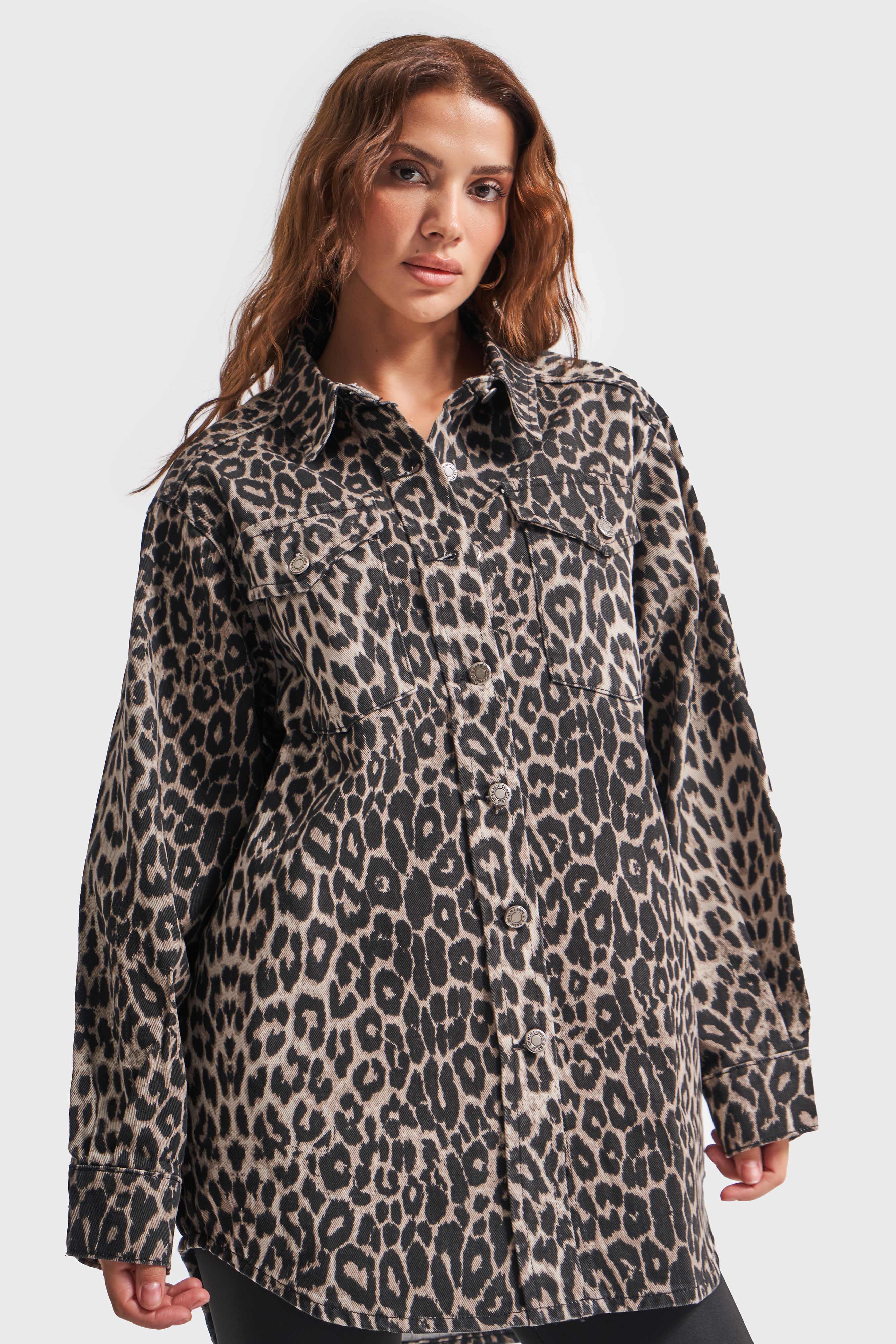 Kadın Leopar Renk Oversize Ceket