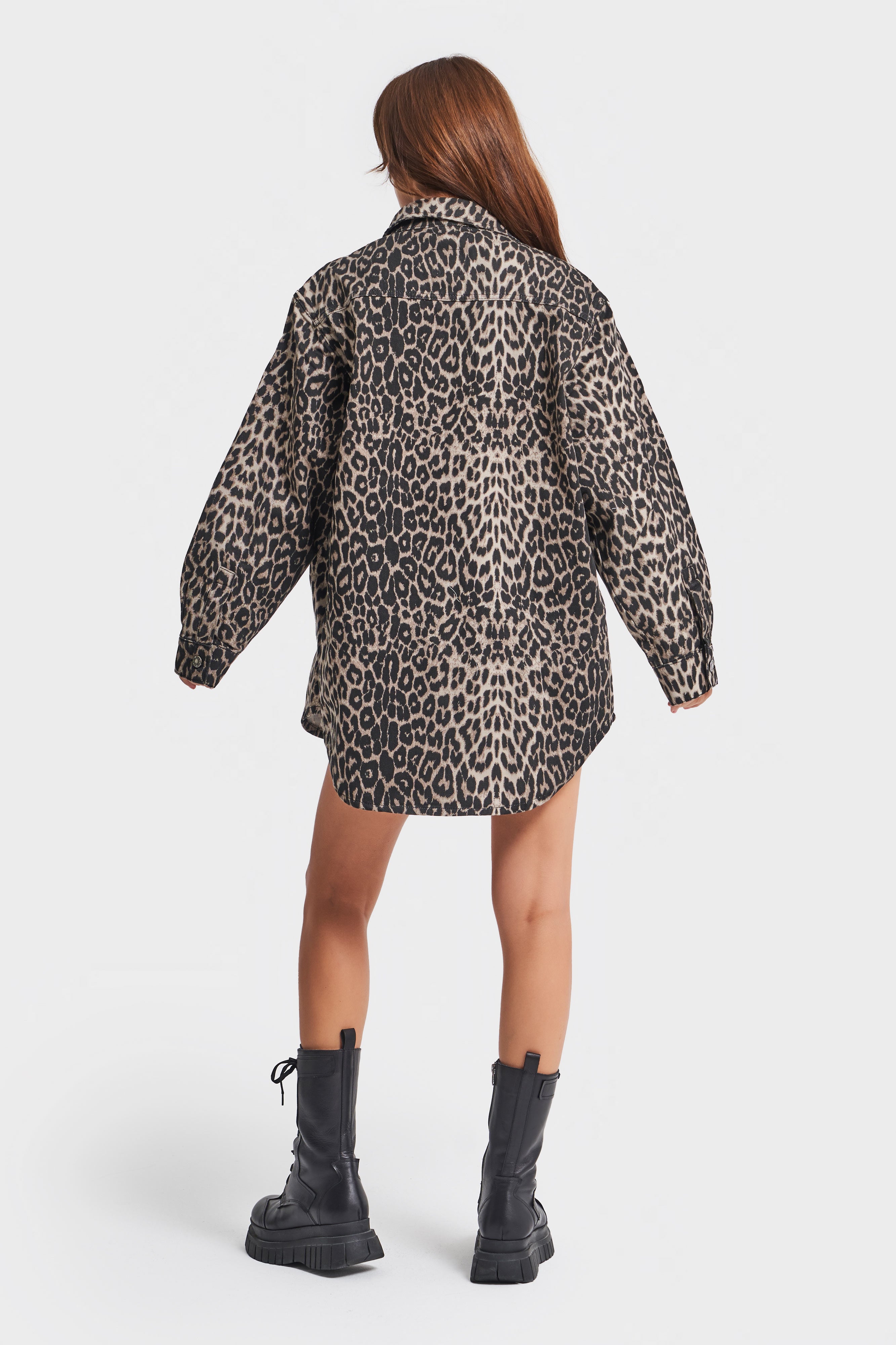 Kadın Leopar Renk Oversize Ceket