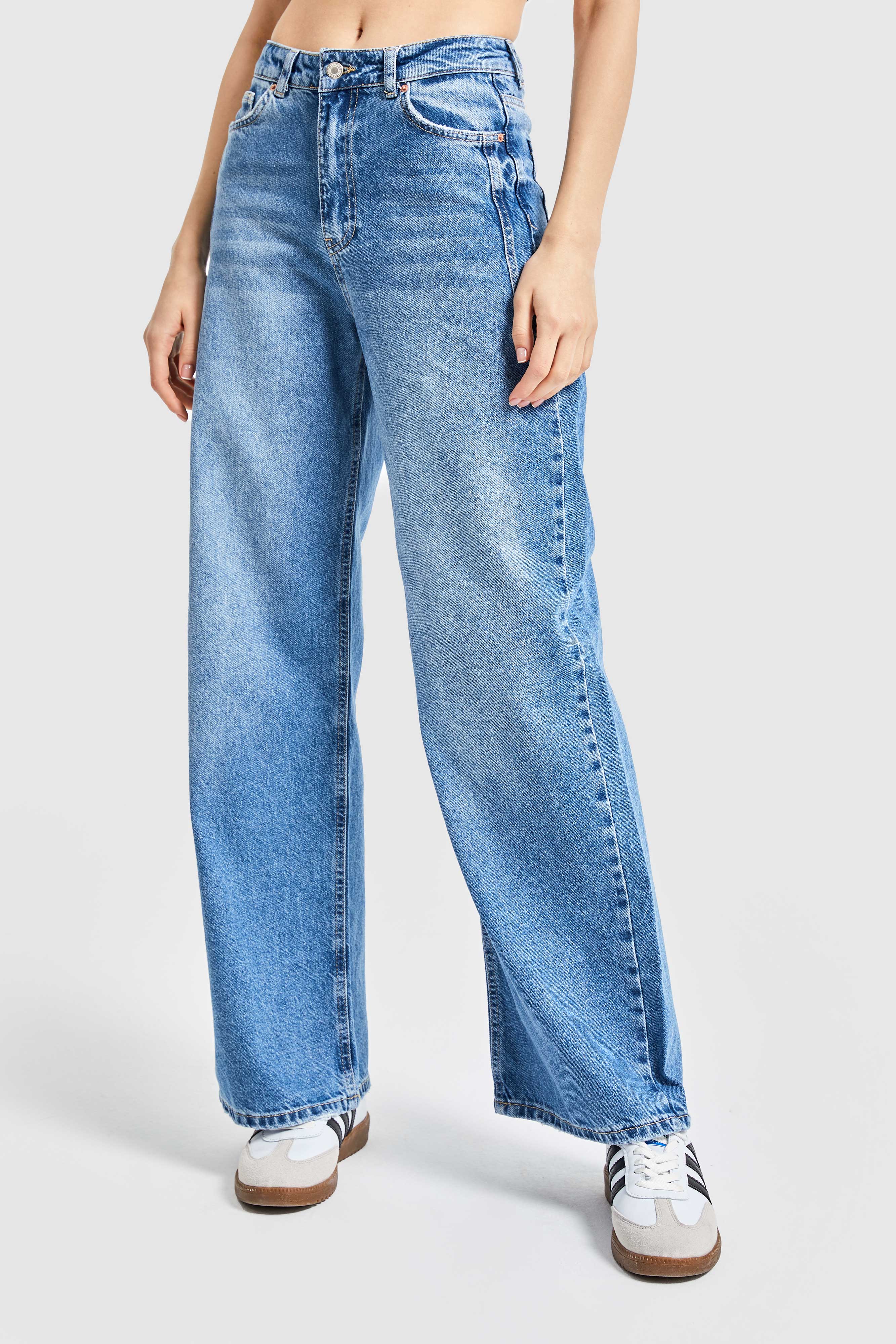 Kadın Mavi Renk Wide Leg Fit Denim