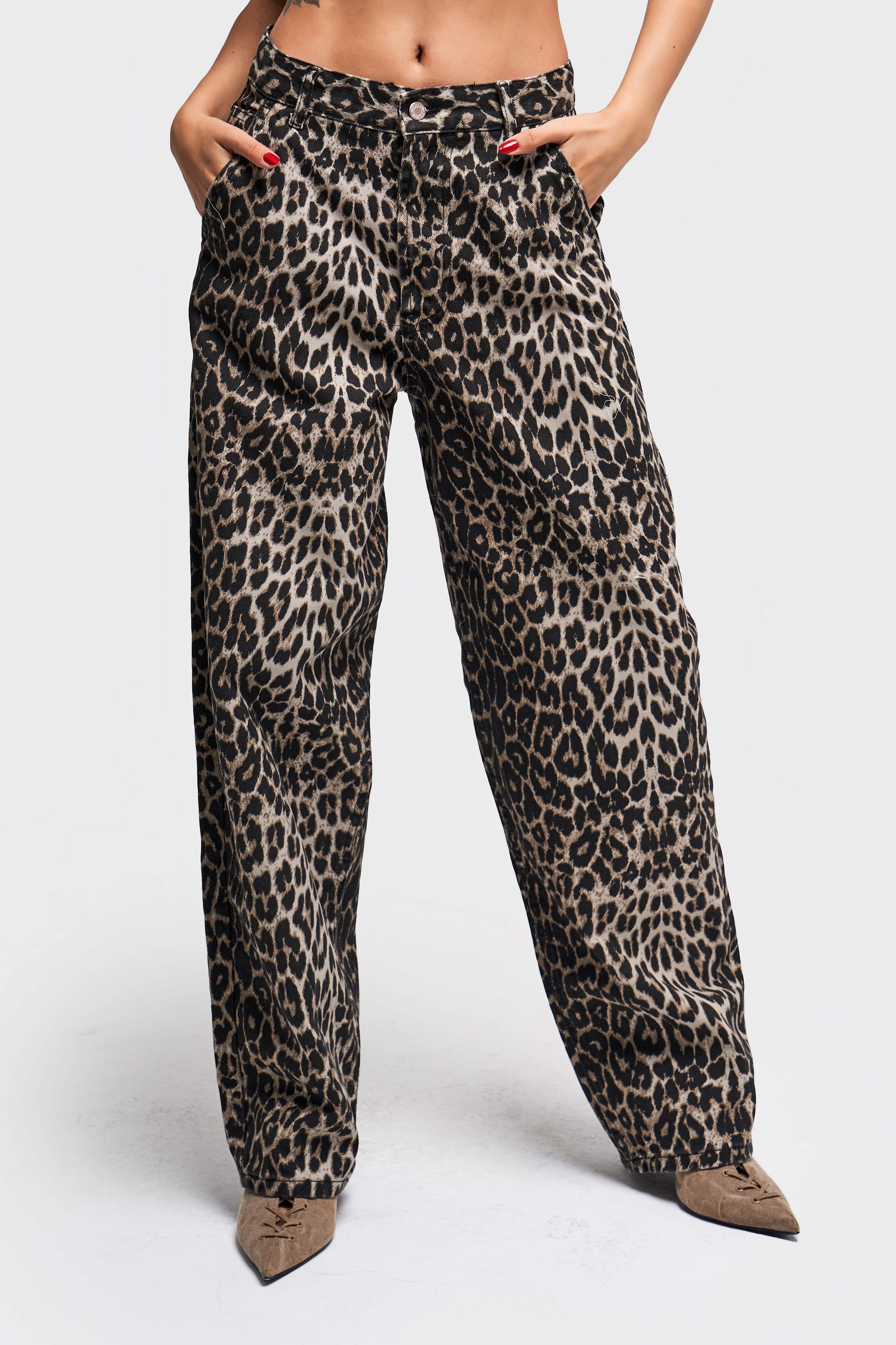 Women's Original Leopard Color Skater Fit 100% Cotton Denim Trousers