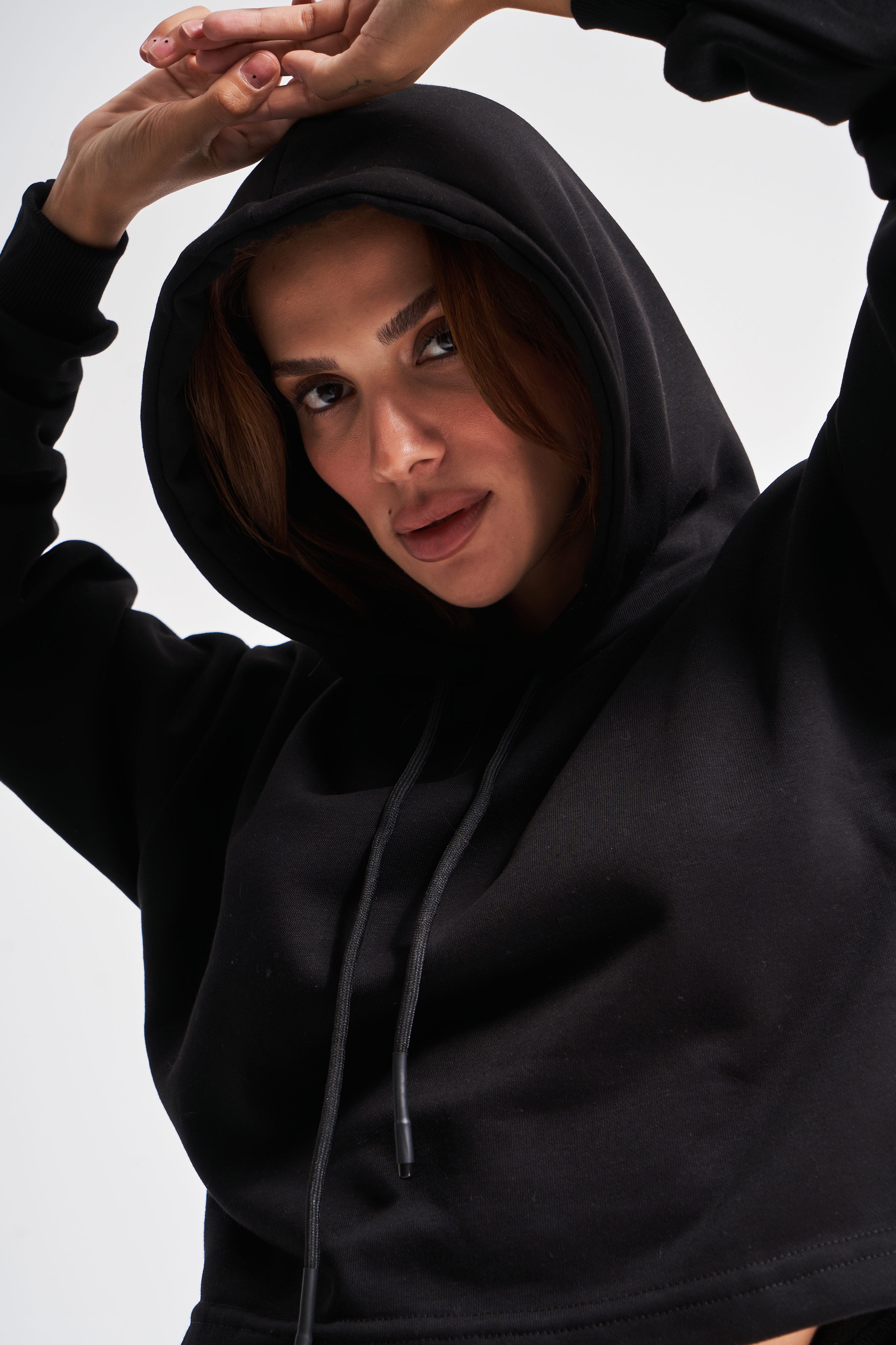 Women's Black Color Hooded Sweatshirt