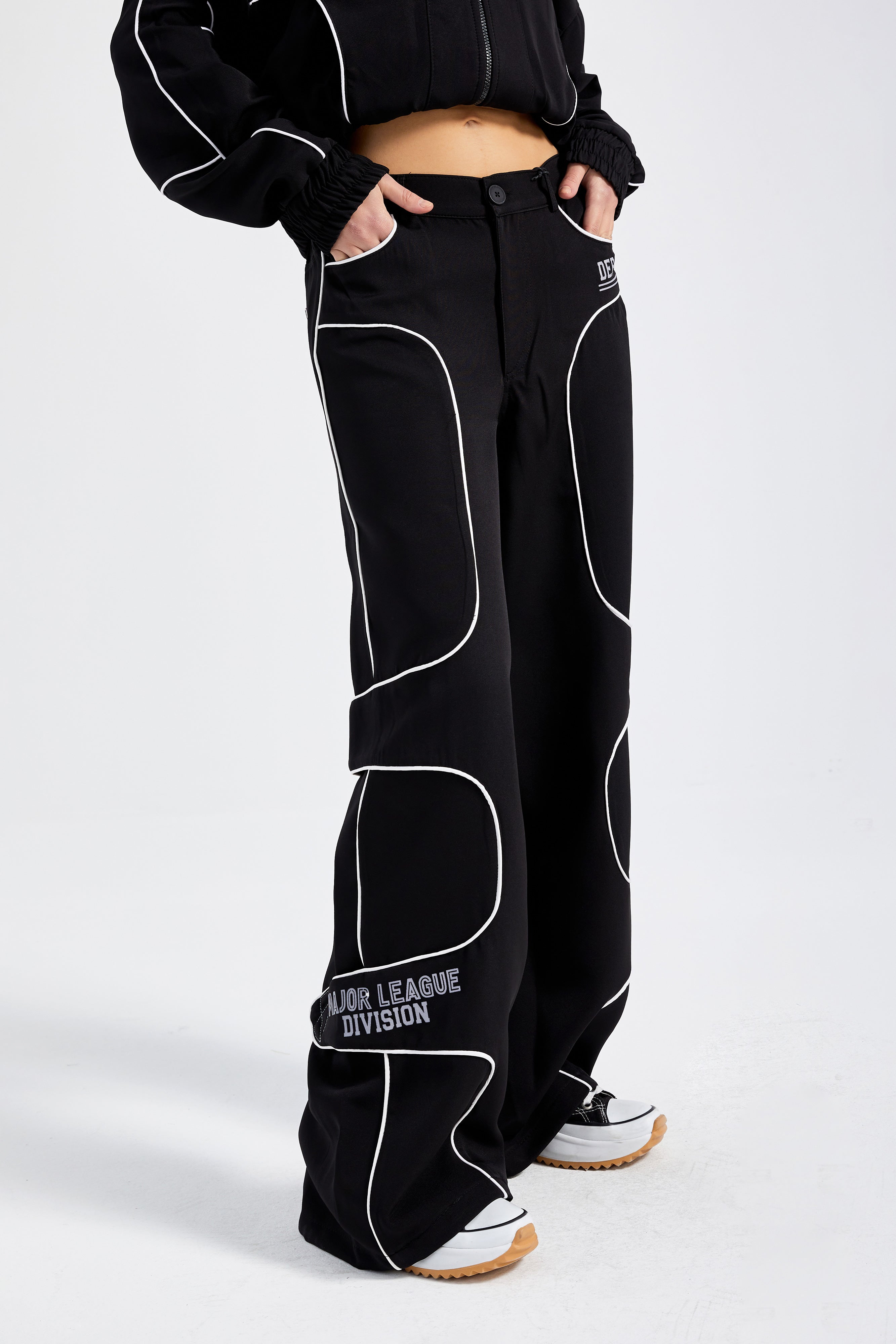 Women's Black Color Embroidered Special Design Relax Fit Trousers