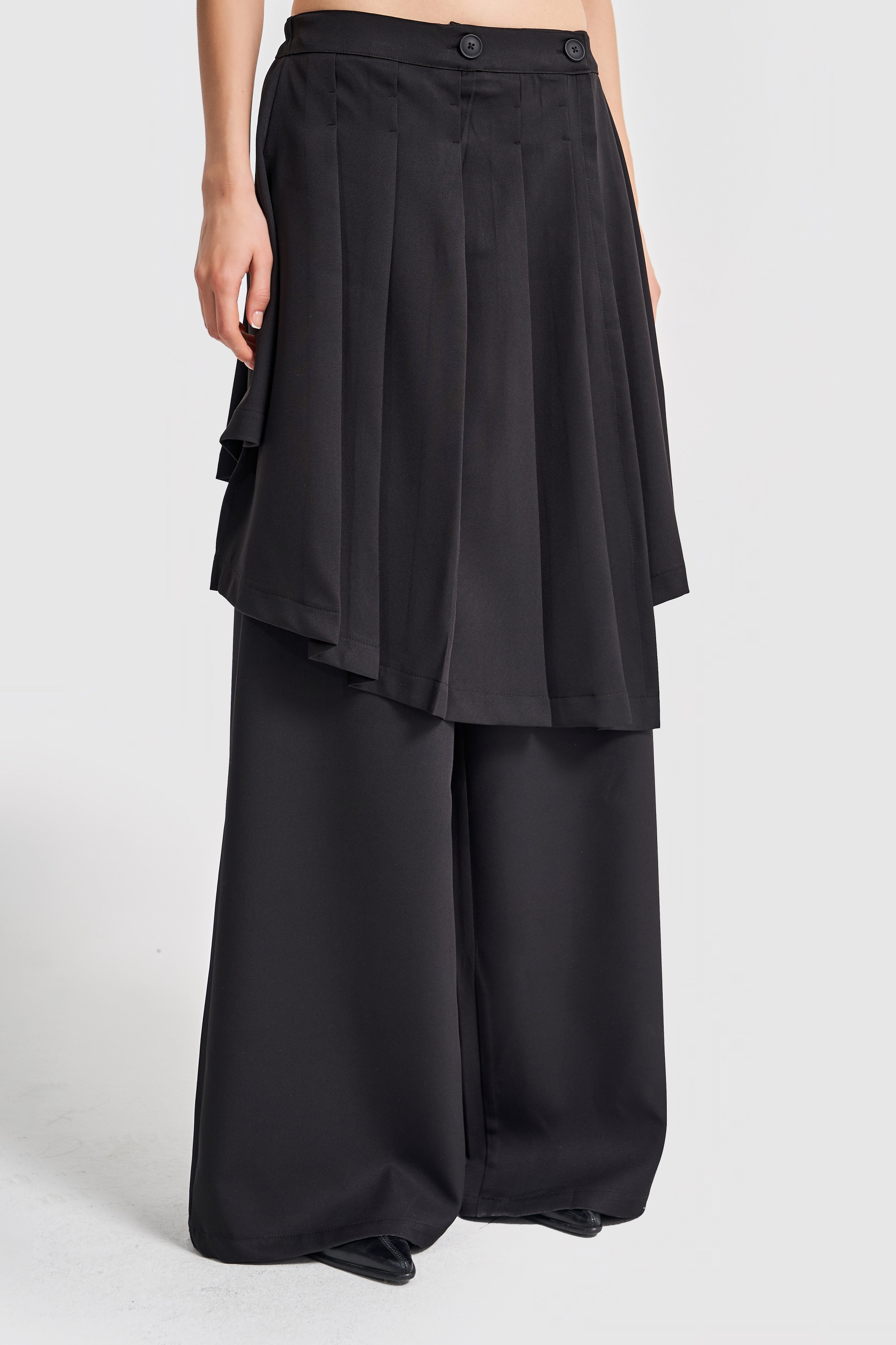 Women's Black Color Loose Cut Design Skirt Trousers