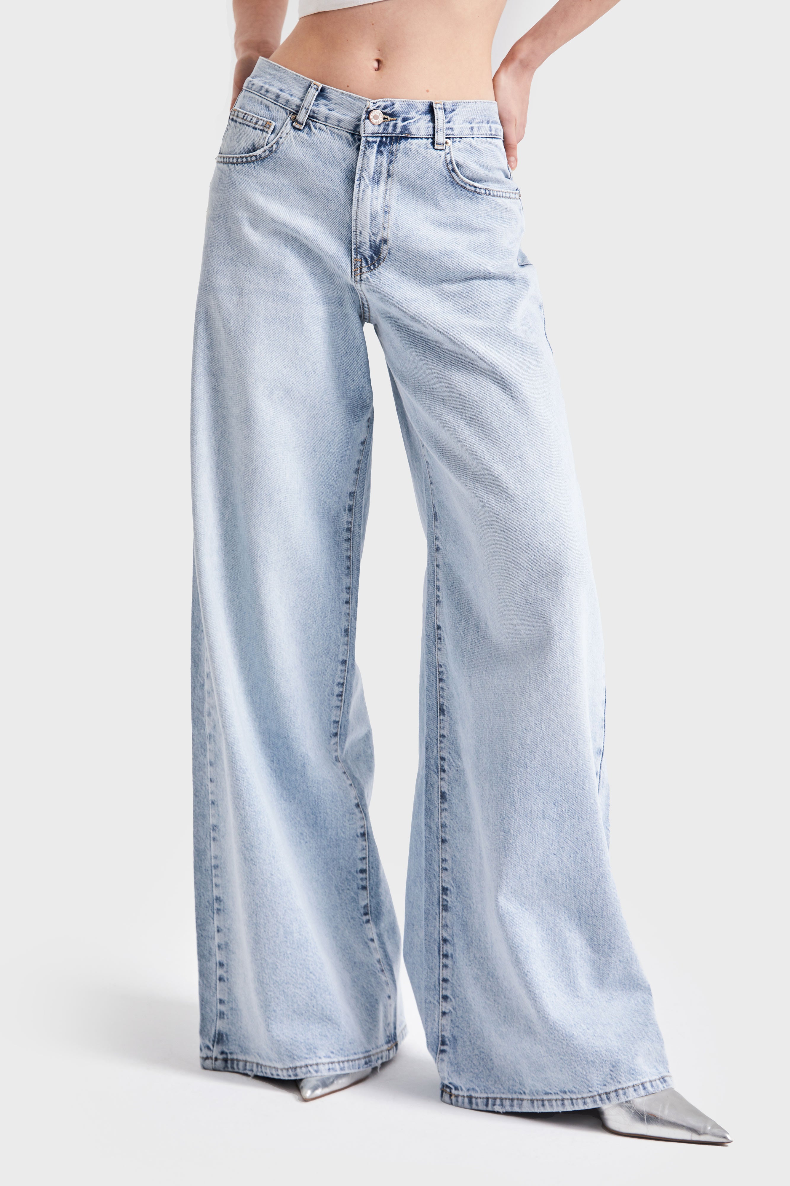 Women's Snow Jeans Color 17S5-3 Palazzo Fit Denim Pants