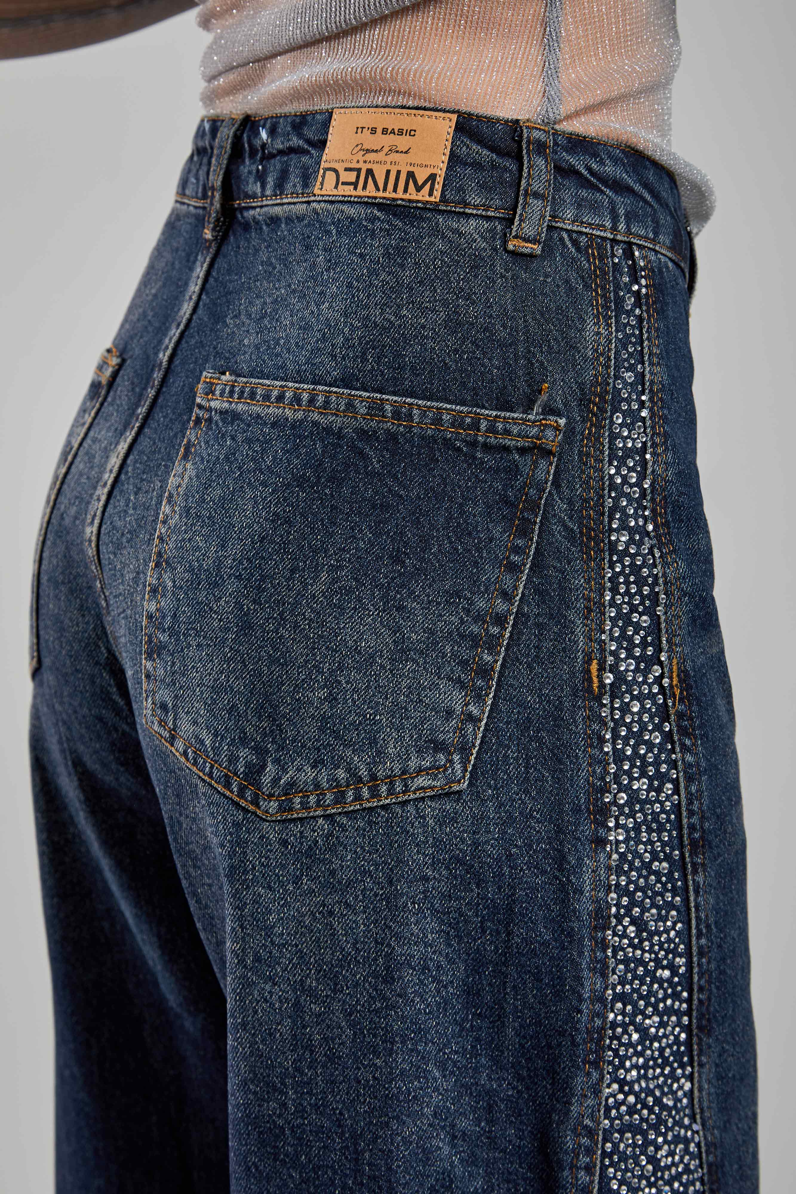 Women's T.Jeans Color 2w49 Shiny Stone Detailed Wide Leg Fit Design Denim