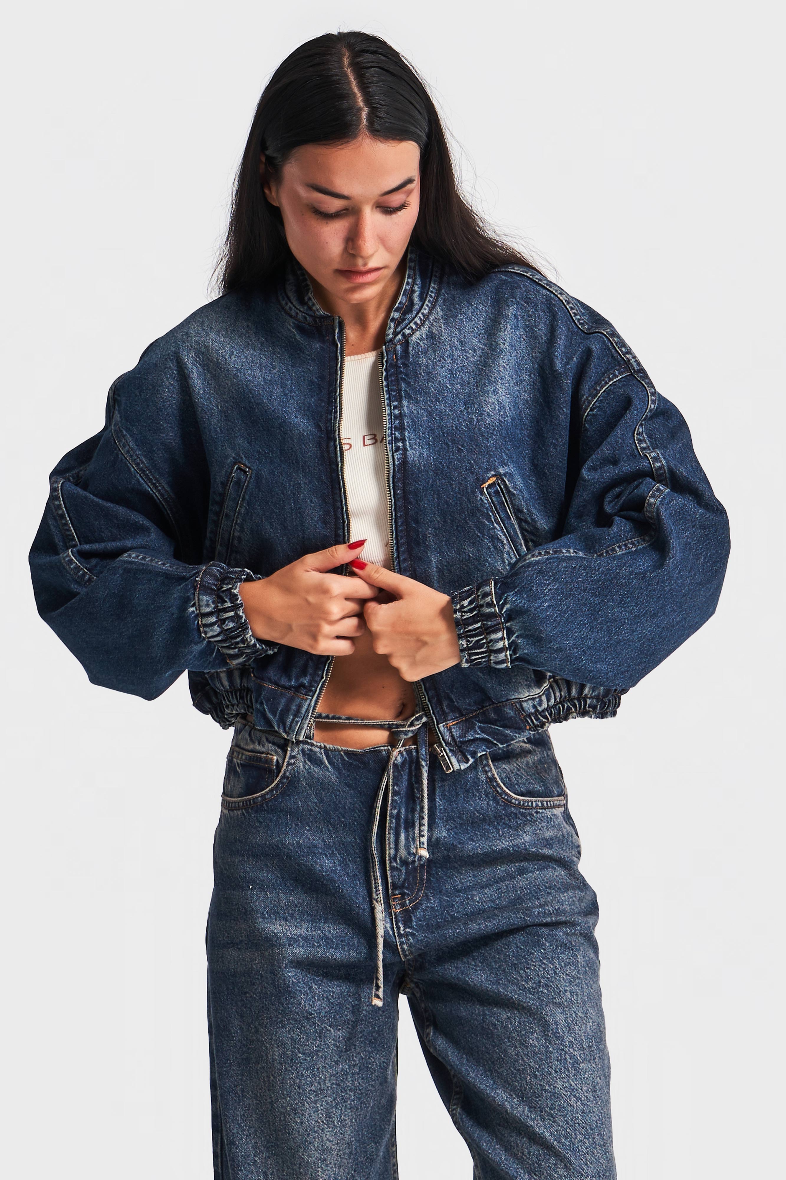 Women's T.Jeans Color Biker Fit Loose Cut Denim Jacket