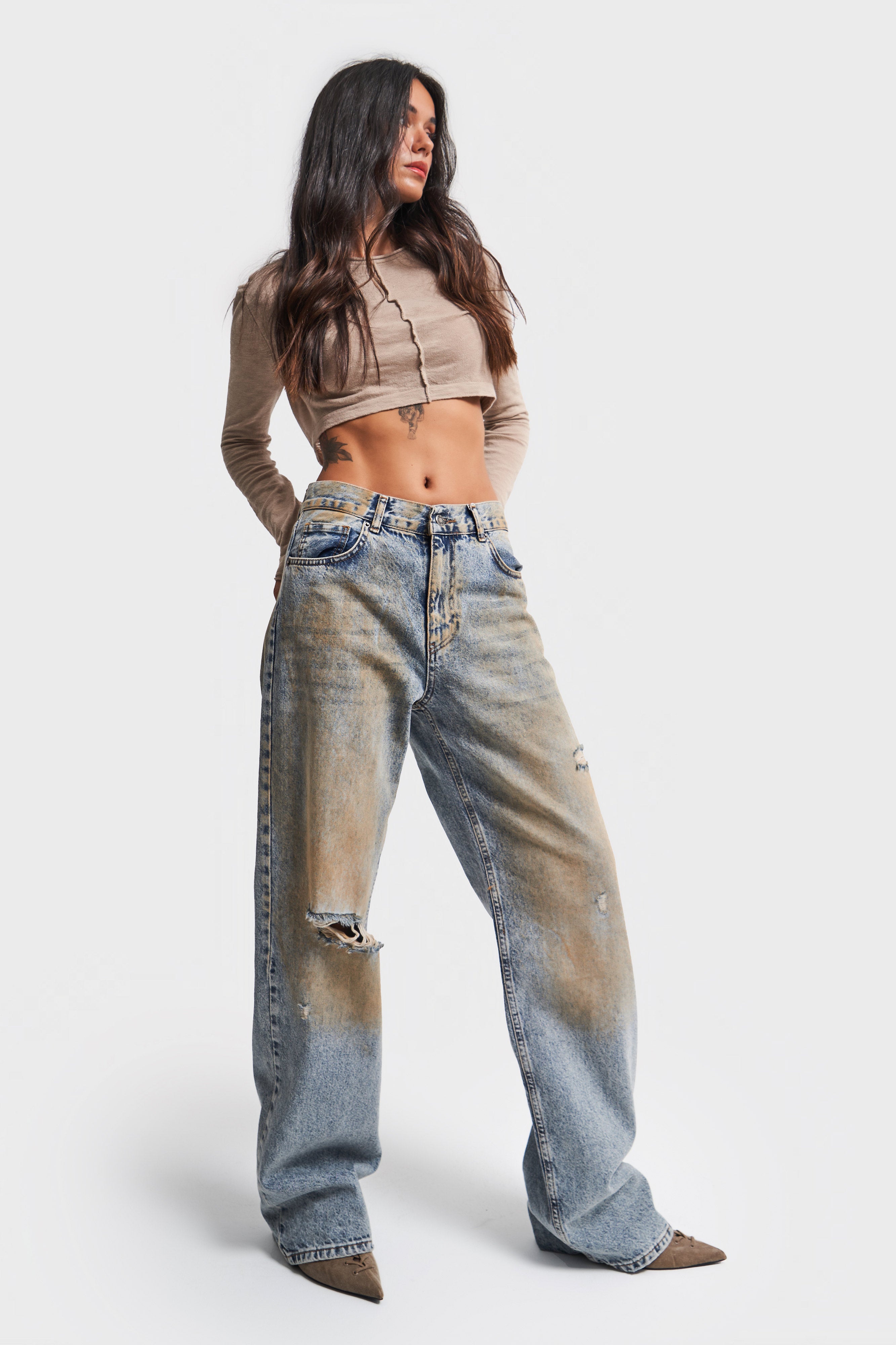 Women's T Jeans Color Special Wash Design Loose Fit Denim