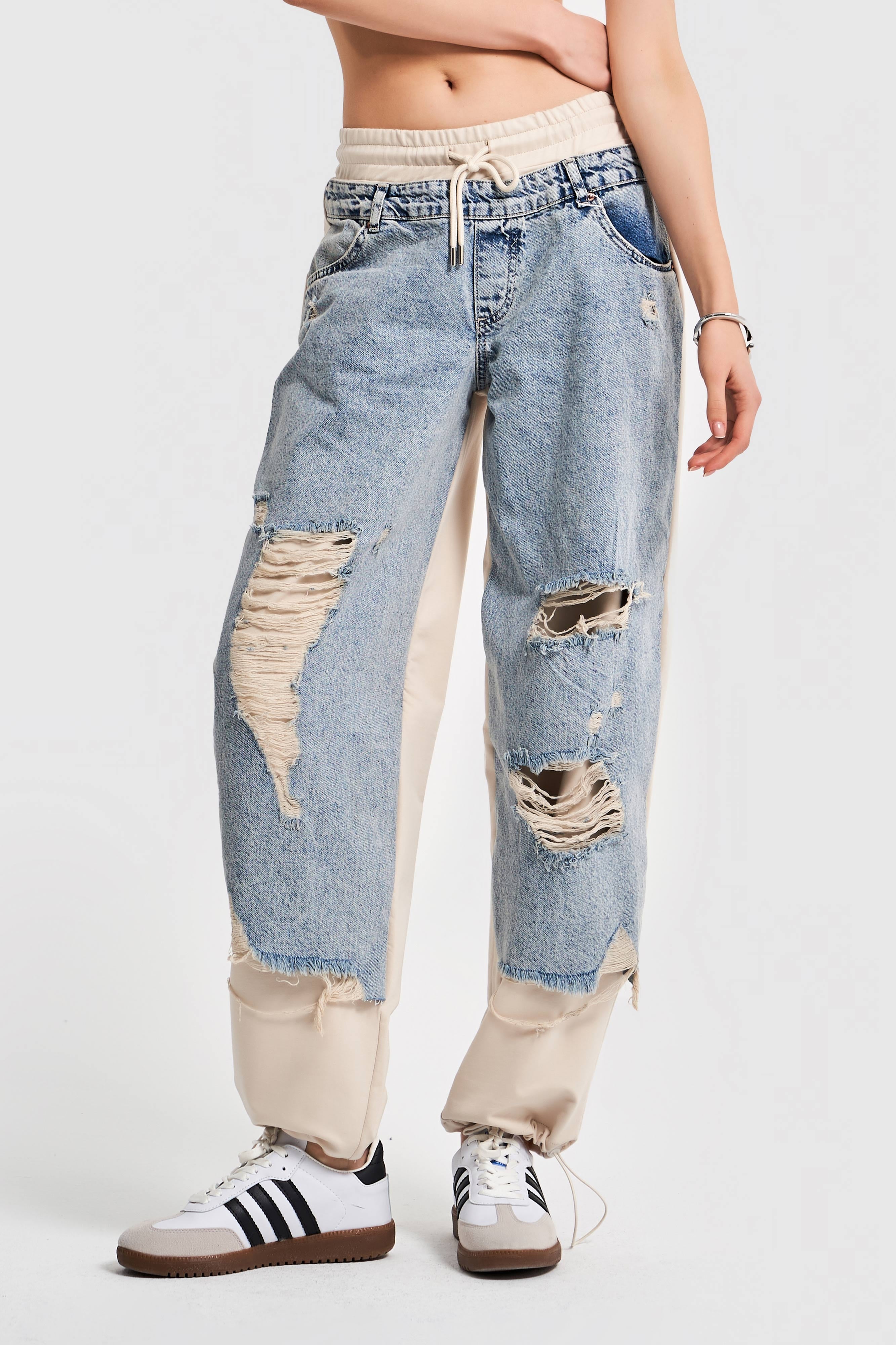 Women's Tint Jeans Color Laser Detailed Skater Jogger Fit Denim