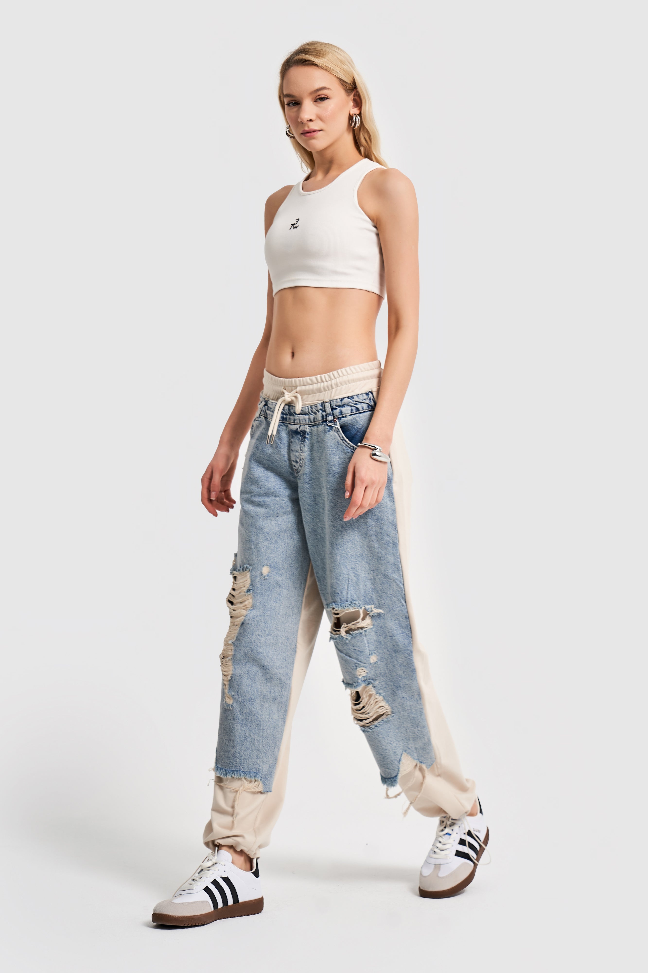 Women's Tint Jeans Color Laser Detailed Skater Jogger Fit Denim