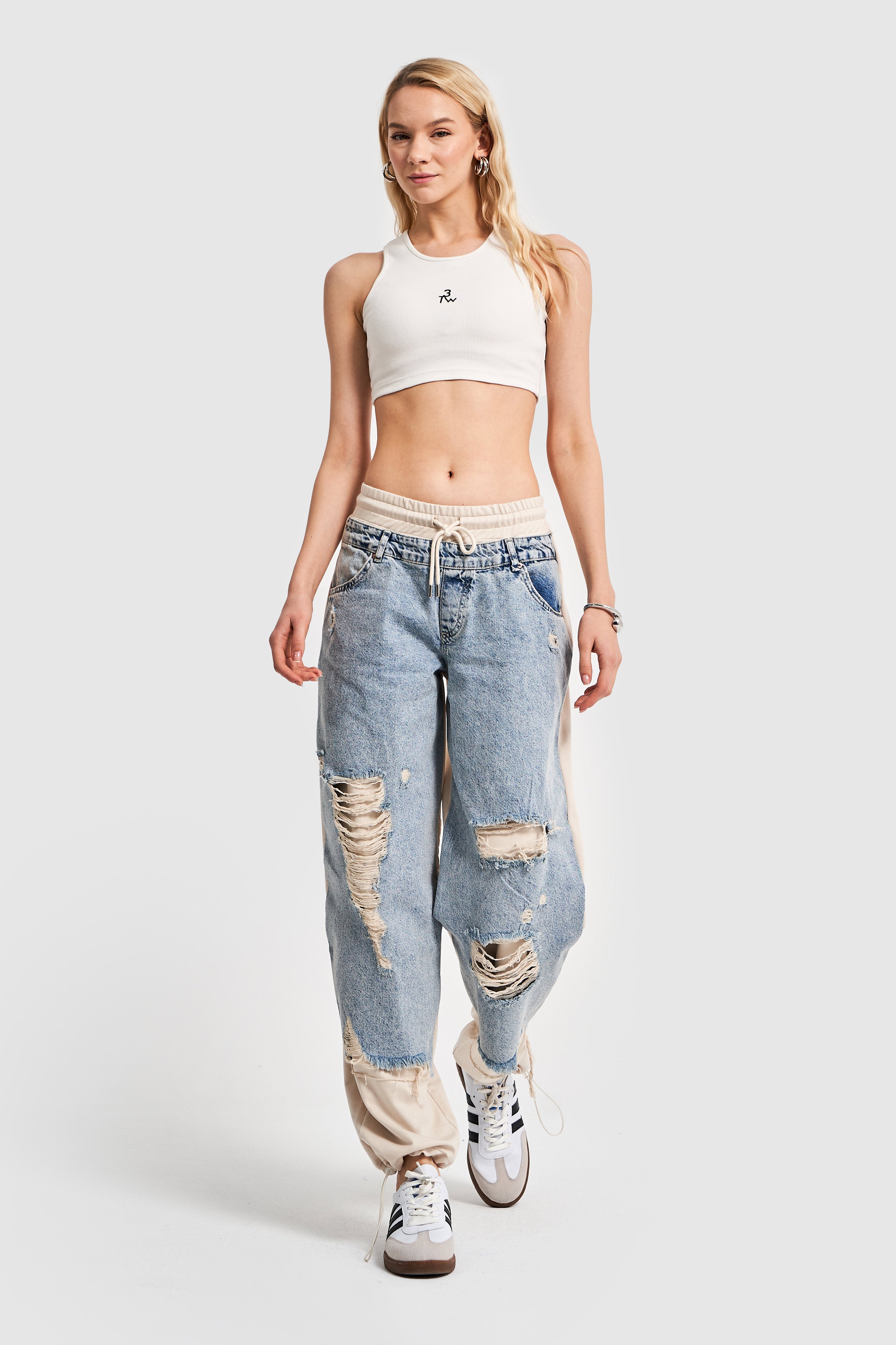 Women's Tint Jeans Color Laser Detailed Skater Jogger Fit Denim