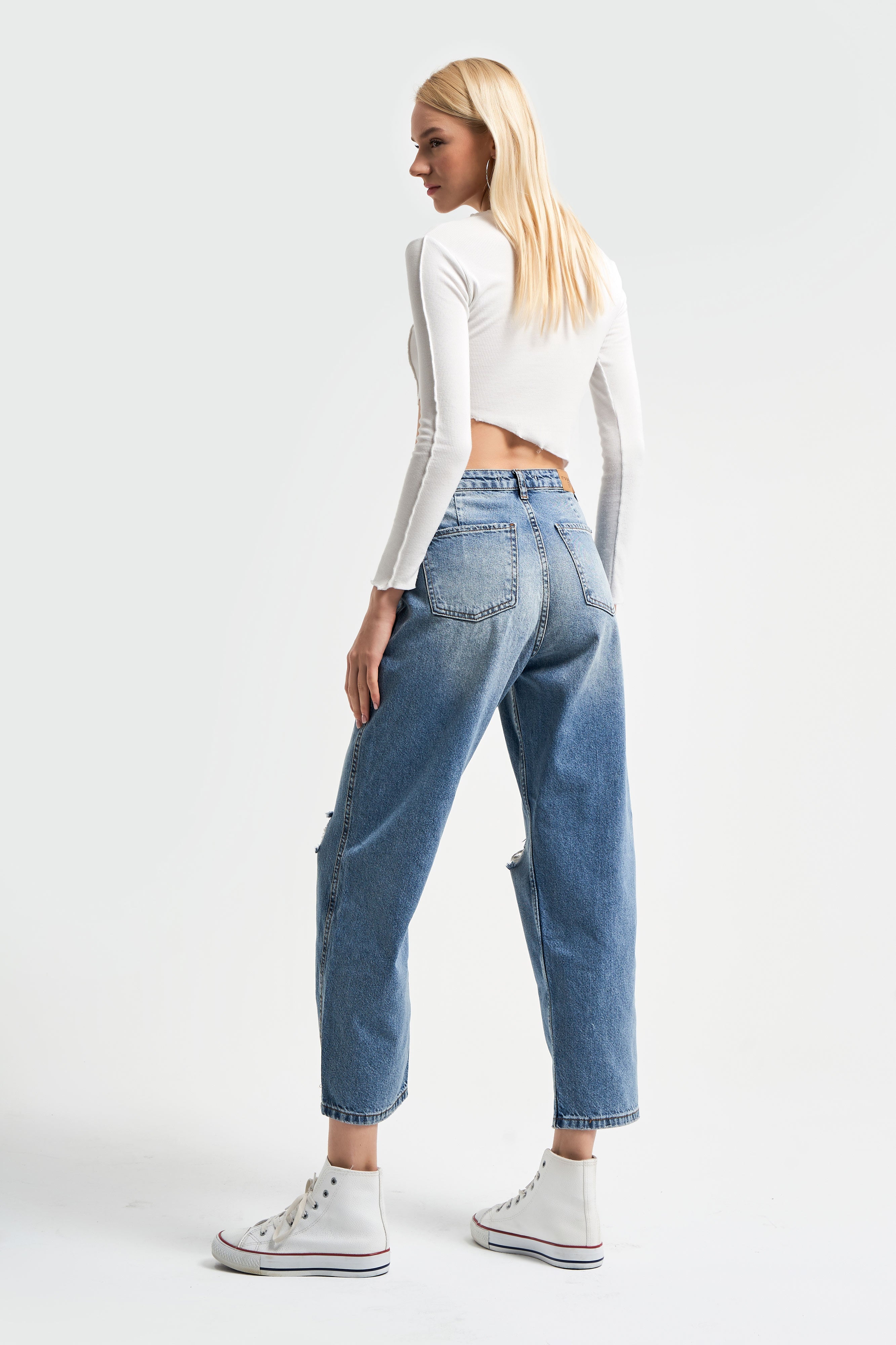 Women's Tint Jeans Color Relax Fit Ripped Denim From The Knee