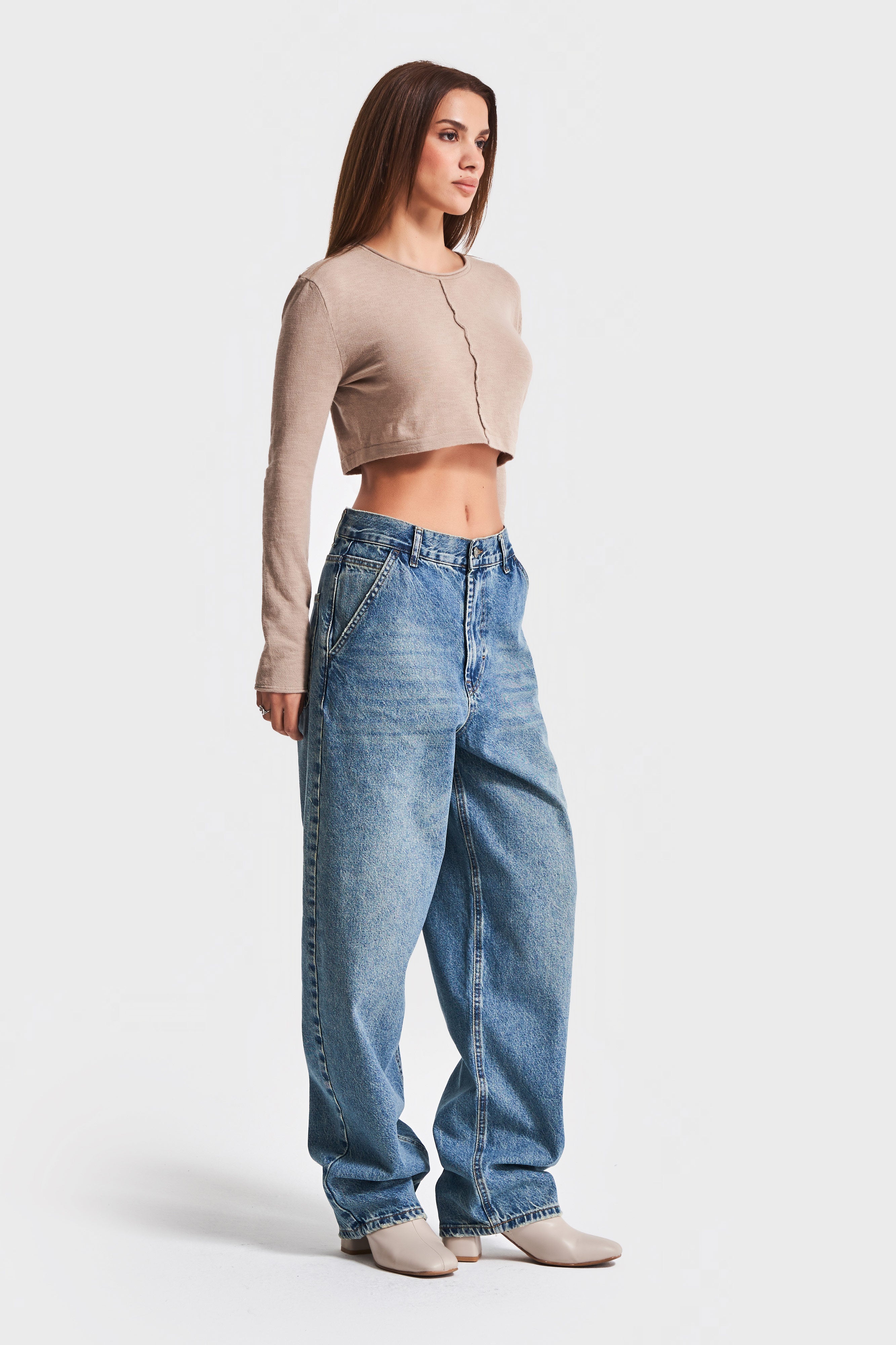 Women's Tint Jeans Color Skater Fit Loose Cut Denim Trousers