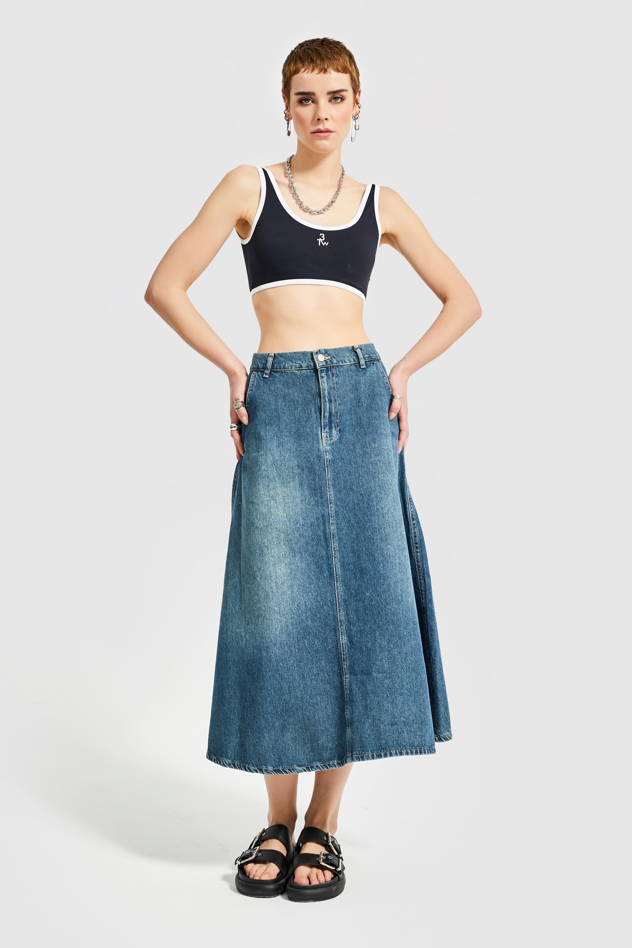 Women's Tint Color A-Line Denim Skirt