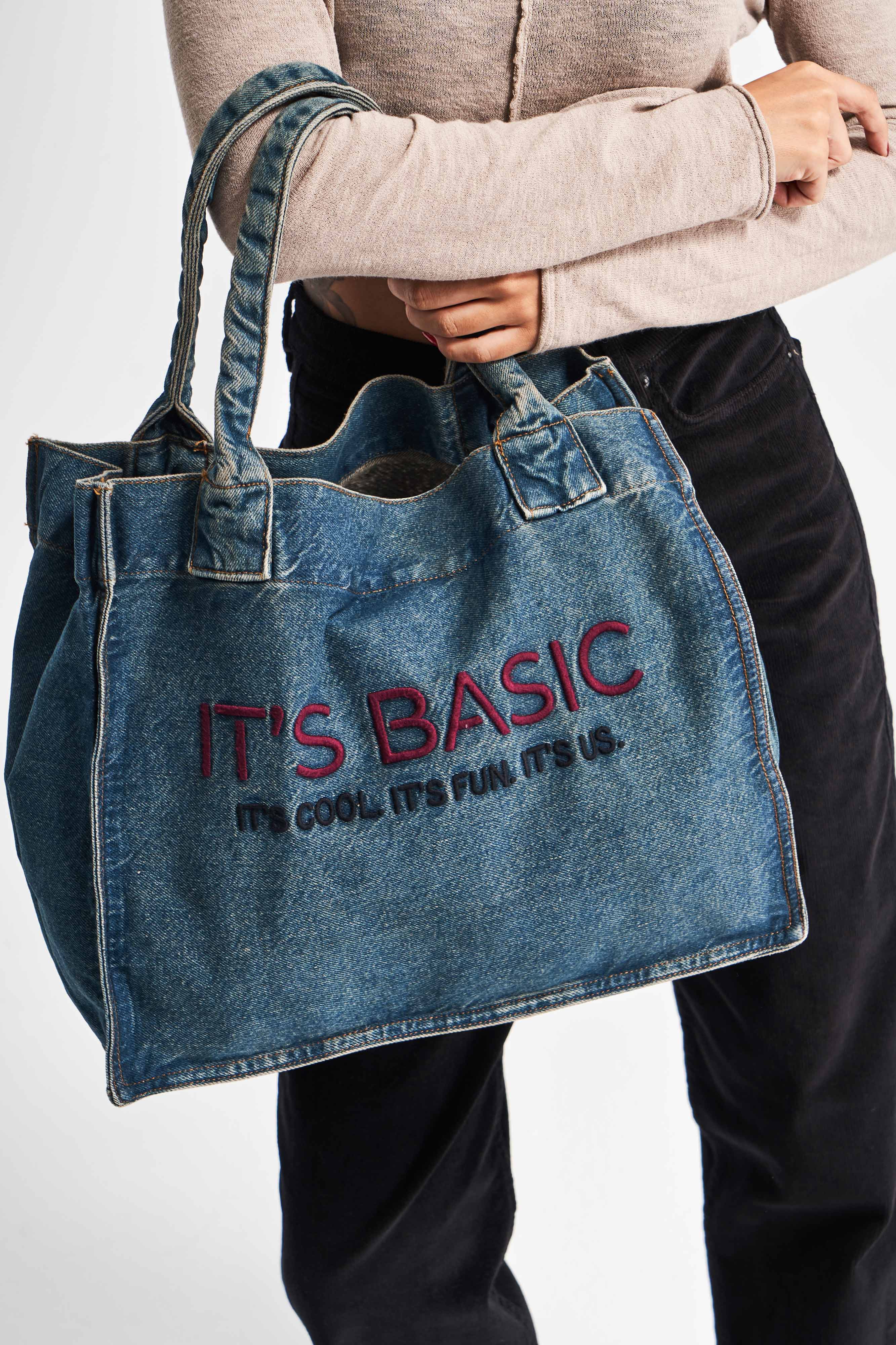 Its basic Claret Red Embroidered Gusseted Shoulder Denim Bag in Dark Denim Color